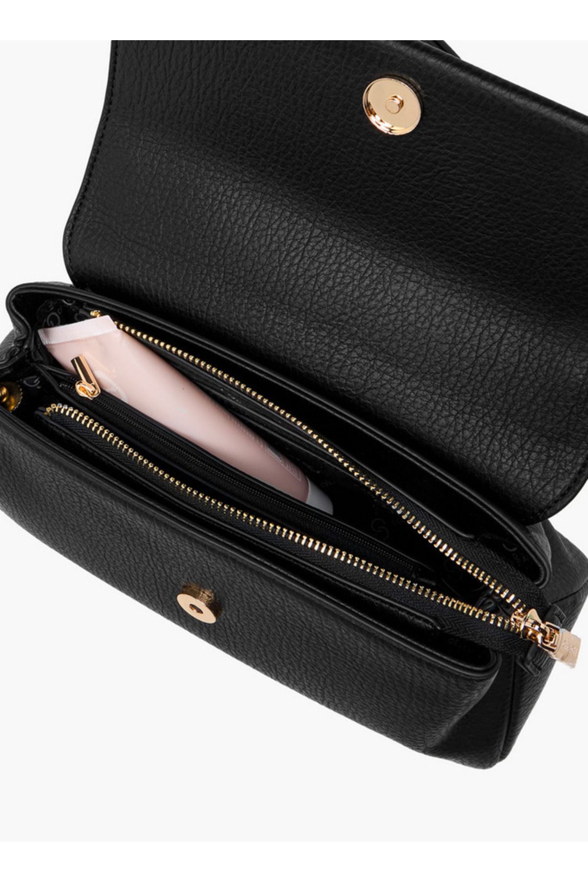 Celeste-Textured Shoulder Bag with Strap Handle and Flap Closure 7