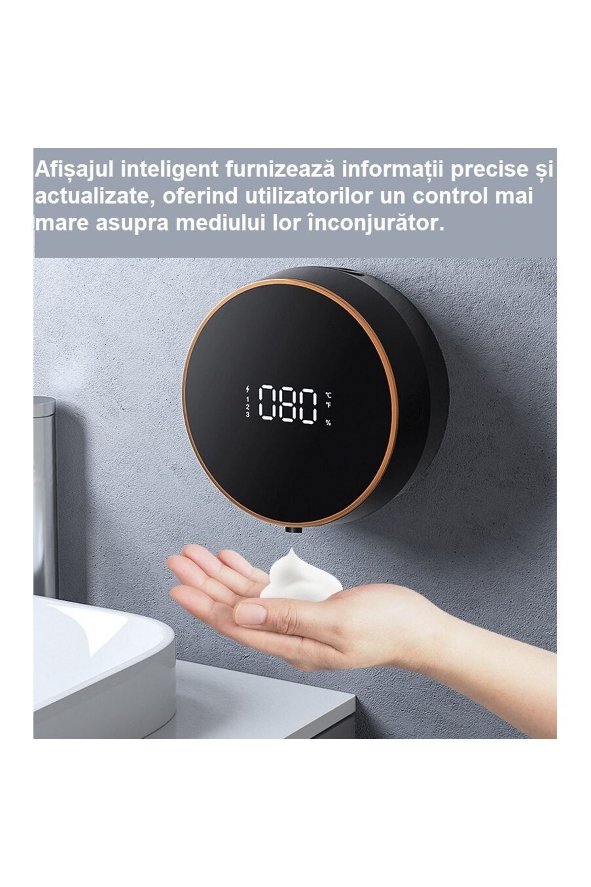 MOAWAVE-Dozator automat de săpun lichid, afișaj inteligent al temperaturii interne, 3 niveluri de distribuire a săpunului 10