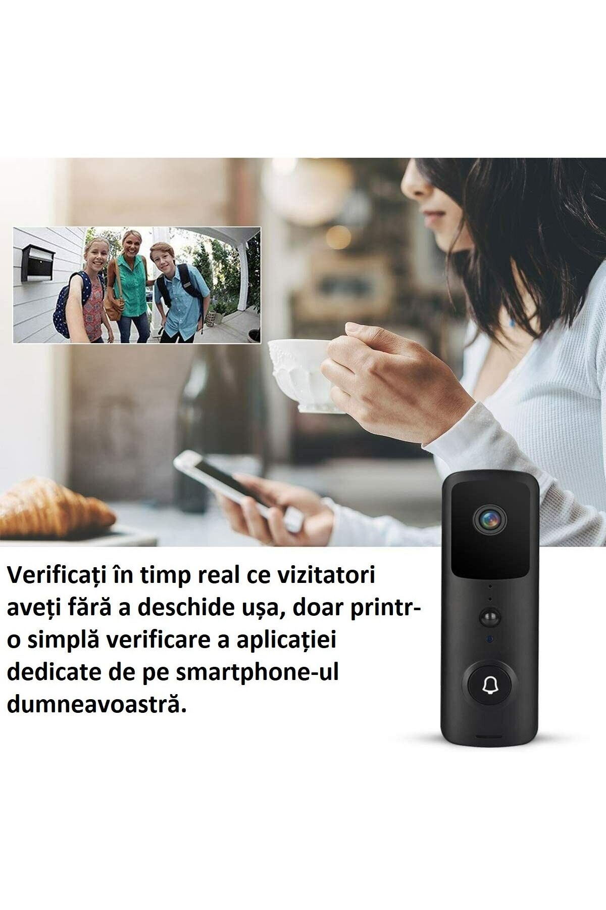 MOAWAVE-Smart Video Doorbell, Motion Detection, Built-in Microphone, Night Vision Function, Ios or Android, 6