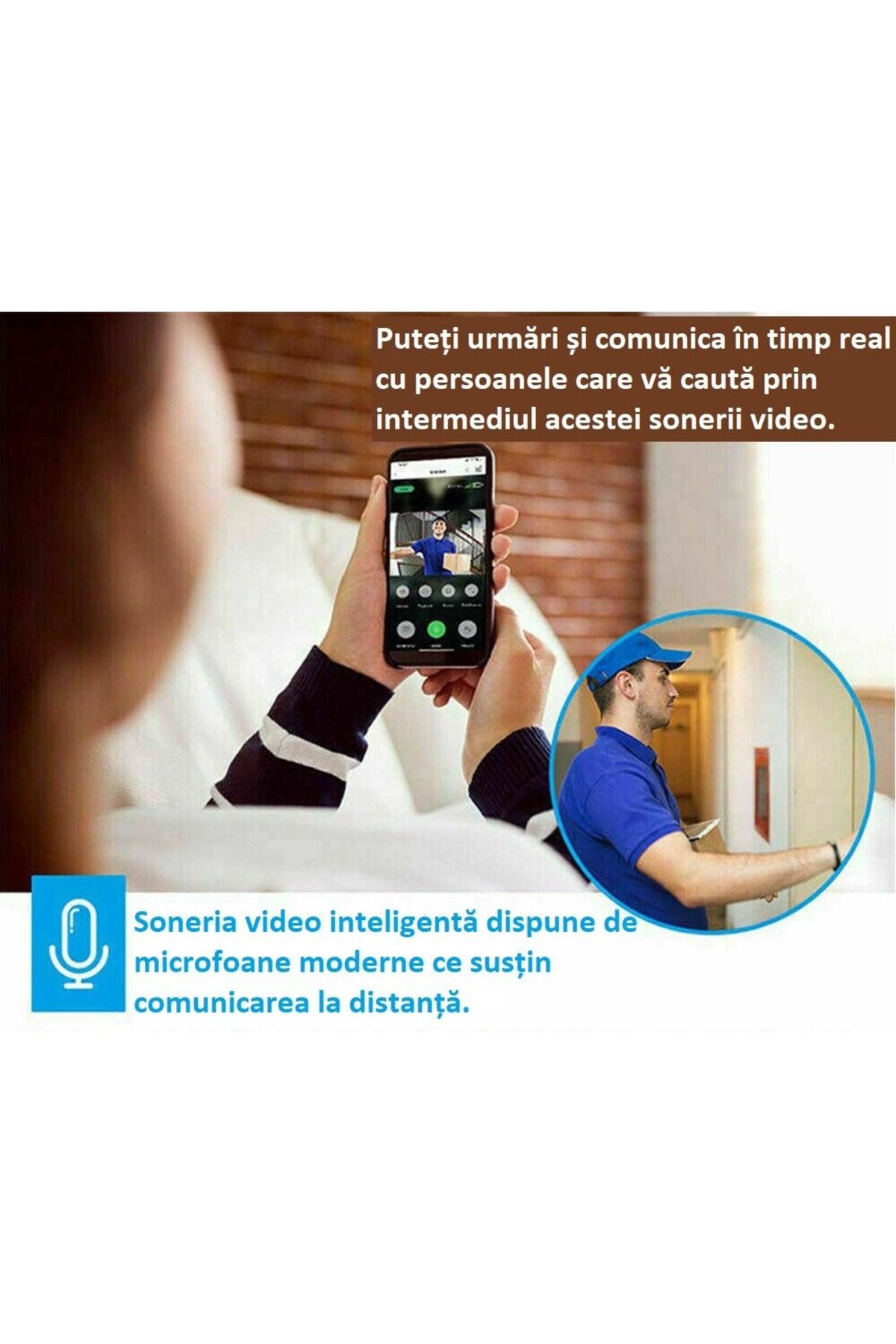 MOAWAVE-Smart Video Doorbell, Motion Detection, Built-in Microphone, Night Vision Function, Ios or Android, 9