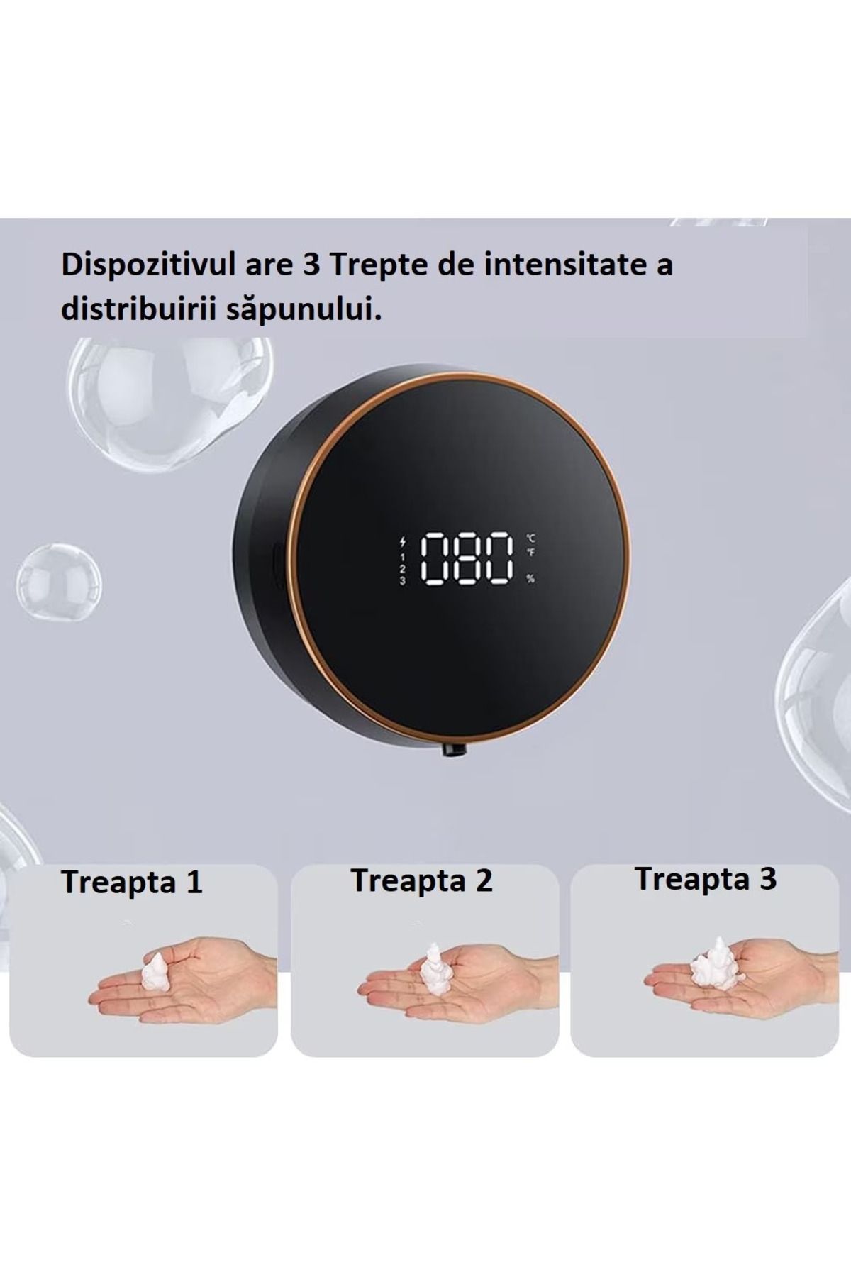 MOAWAVE-Dozator automat de săpun lichid, afișaj inteligent al temperaturii interne, 3 niveluri de distribuire a săpunului 5