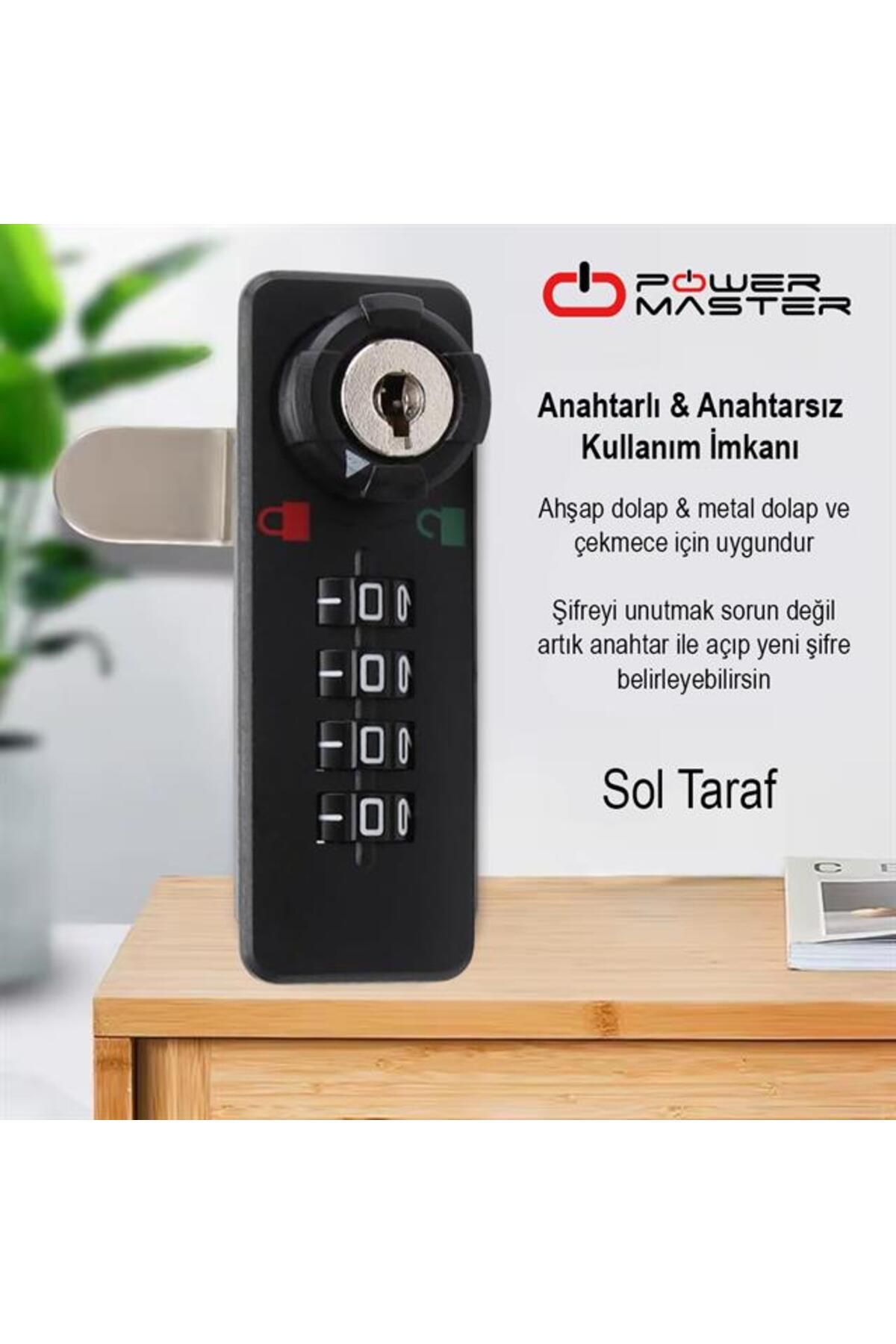 Powermaster-Pm-26731 Mechanical Black Drawer Cabinet Lock with 4 Digit Combination and Key (Left) 3