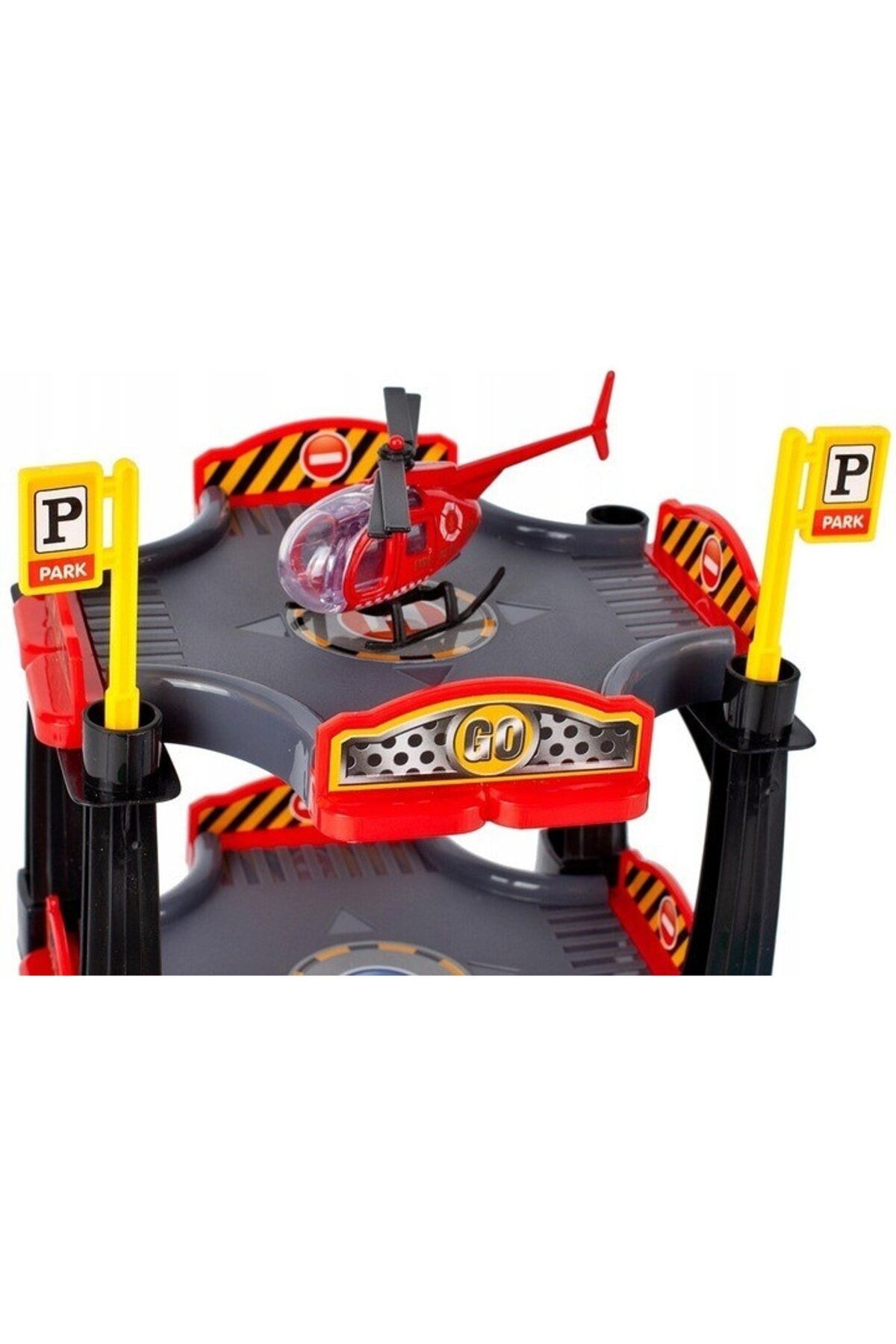 DDE Hungary-Interactive Parking Set on 2 Levels with Heliport, Multiple Accessories and Specific Elements, 46 x 3