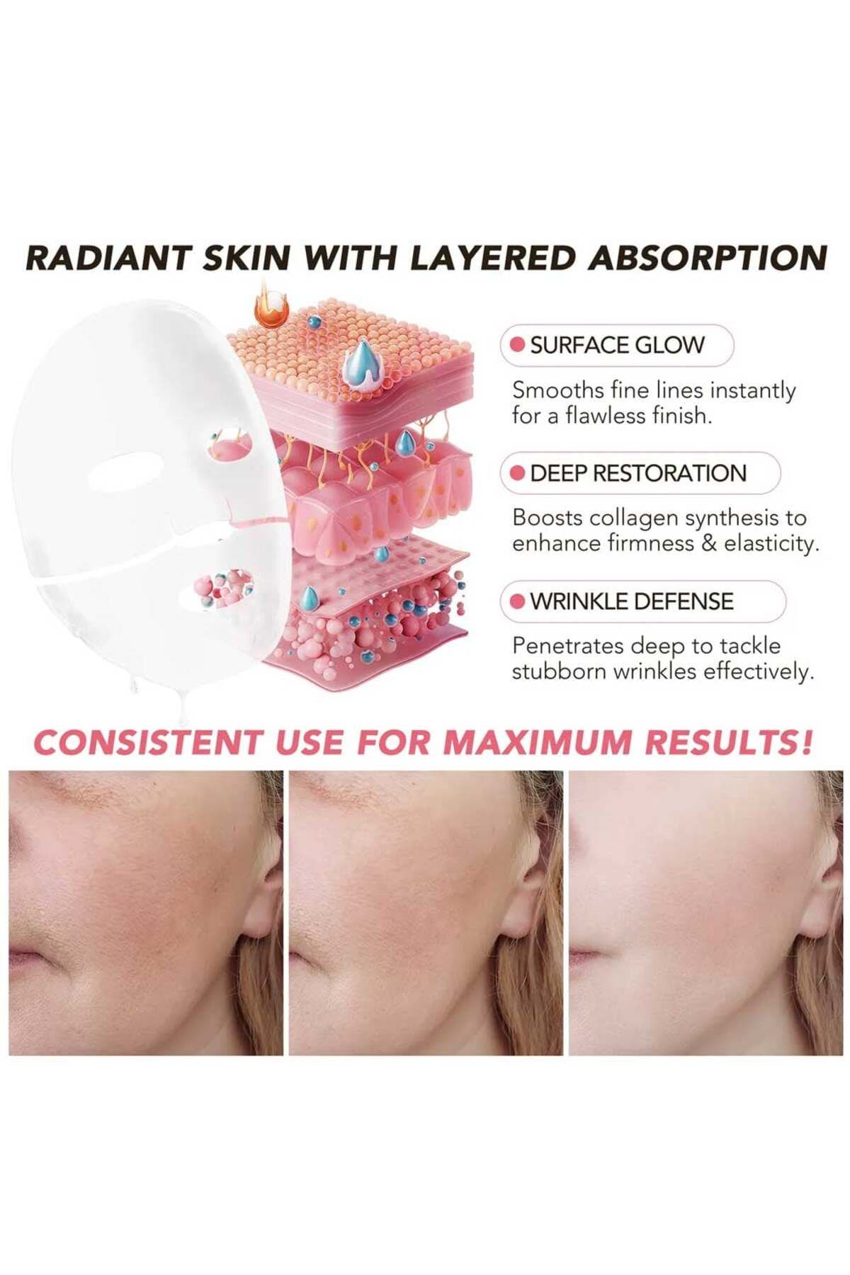 OEM-Set of 4 Masks with BIO Collagen, Advanced Formula with Probiotics, Hydro-Gel Technology 5