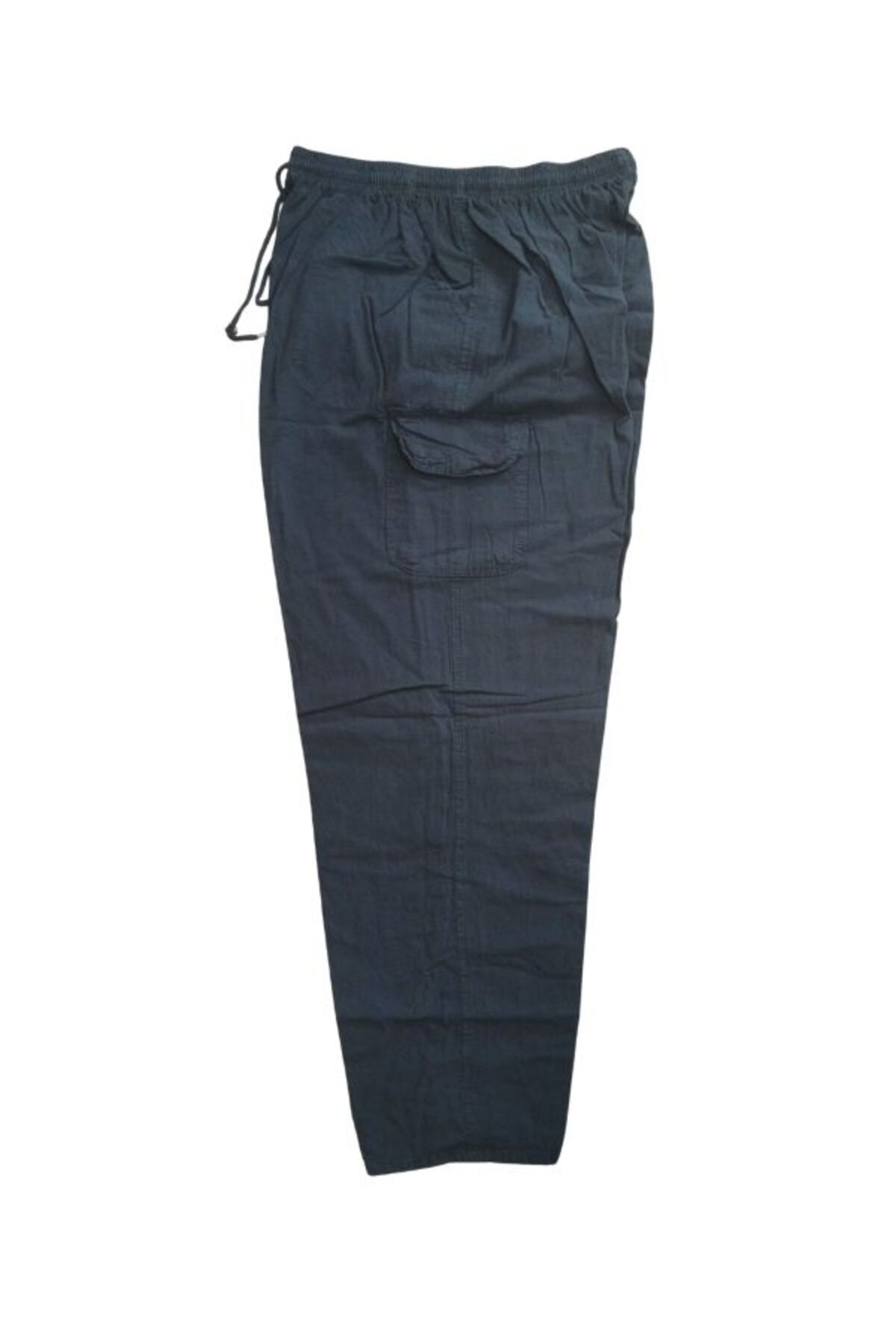 BLUES MODA %100 Keten Süper Battal Pantolon 6XL-7XL-8XL | Bel Lastikli, Yandan Cepli Rahat Kesim görsel 2