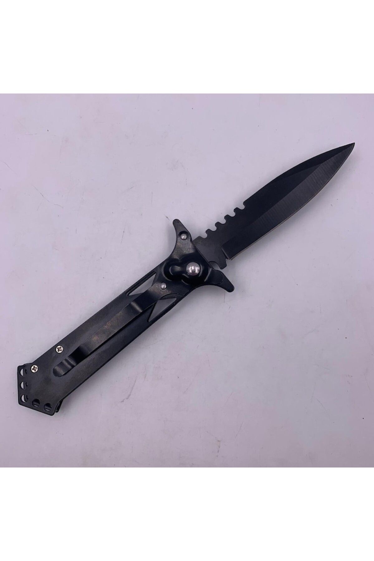 dalimag-Automatic Folding Knife, Sword Design, 22 cm, Spider Web Pattern, Blue 3
