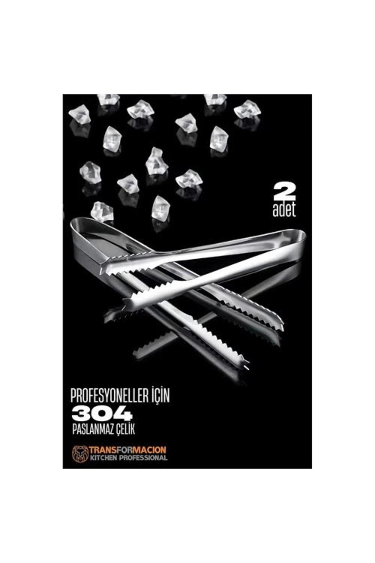 REXAY Buz Maşası - Şeker Limon Maşası Kokteyl Servis Maşası 2Li Paket 304 Paslanmaz Çelik