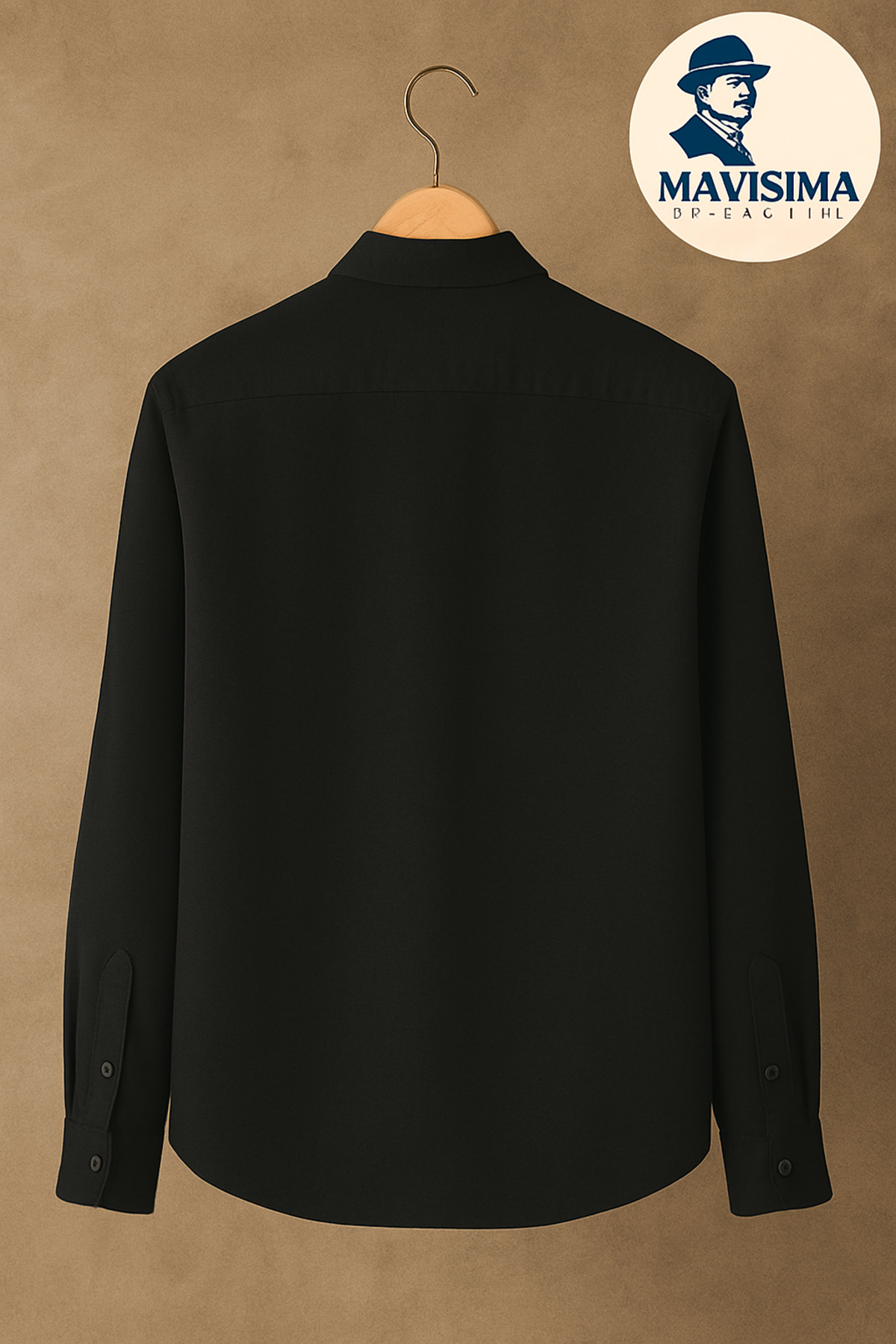 mavisima erkek giyimi  Erkek Siyah Uzun Kollu Salaş Gömlek | Rahat Kalıp – Şık Duruş – Günlük & Ofis Uyumlu - Görsel 2