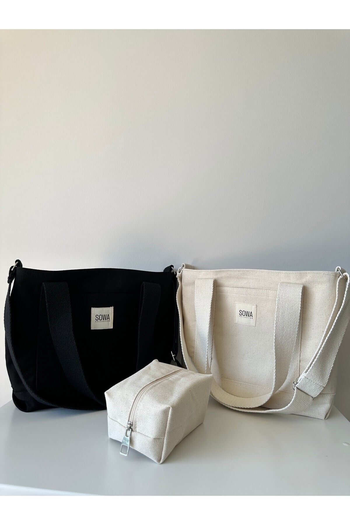 Sowa Collection 3lü Set Çıt Çıtlı Astarlı Kanvas Kadın El ve Omuz
