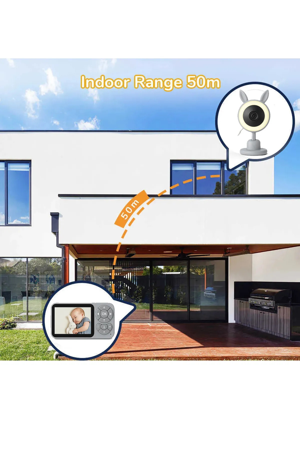 Fillikutum HD Gece Görüşlü Bebek Kamerası – Monitörlü, 2 Yönlü Ses, RGB Işıklı, Kumandalı Ekranlı Sistem fotoğrafı 2 (önizleme)