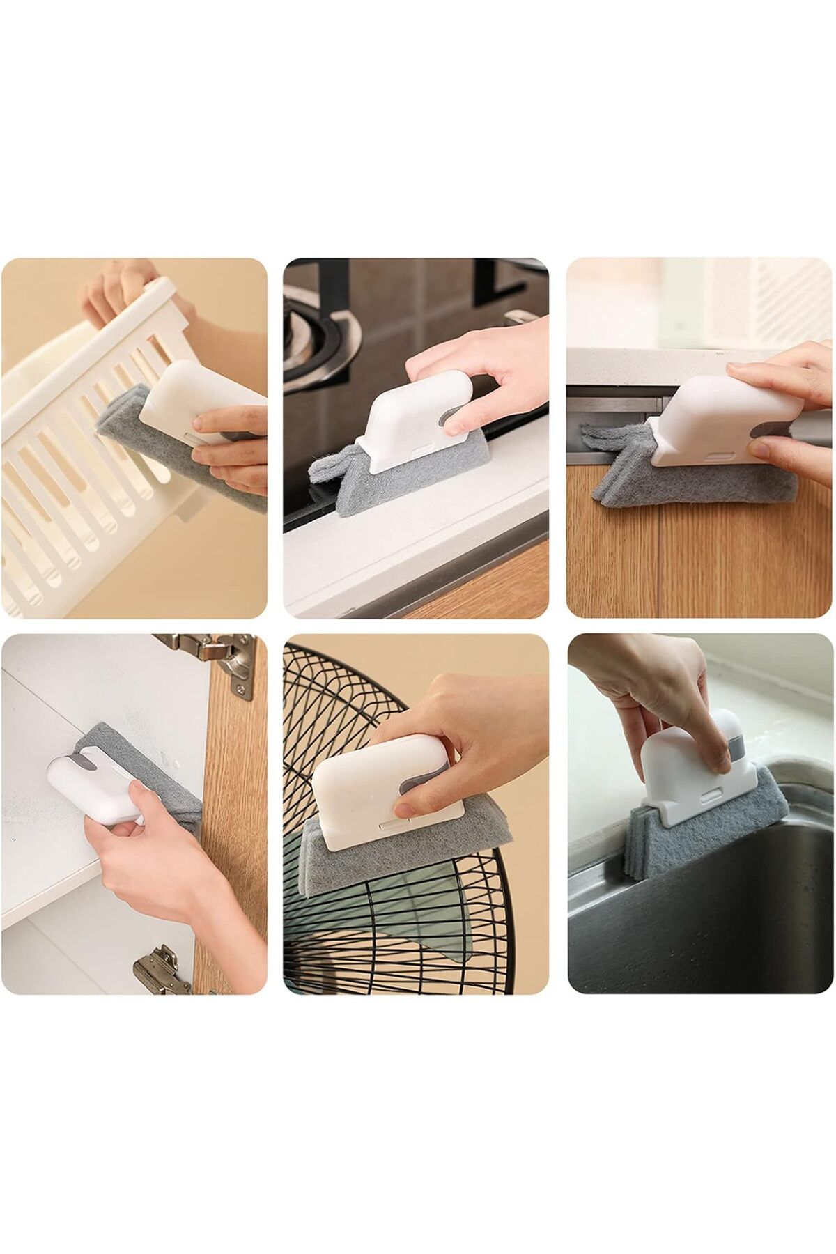 Cozy Nest-3-Pack Window Groove Cleaning Brush Set with Removable Scraper Gap Crevice Cleaner Tool 3