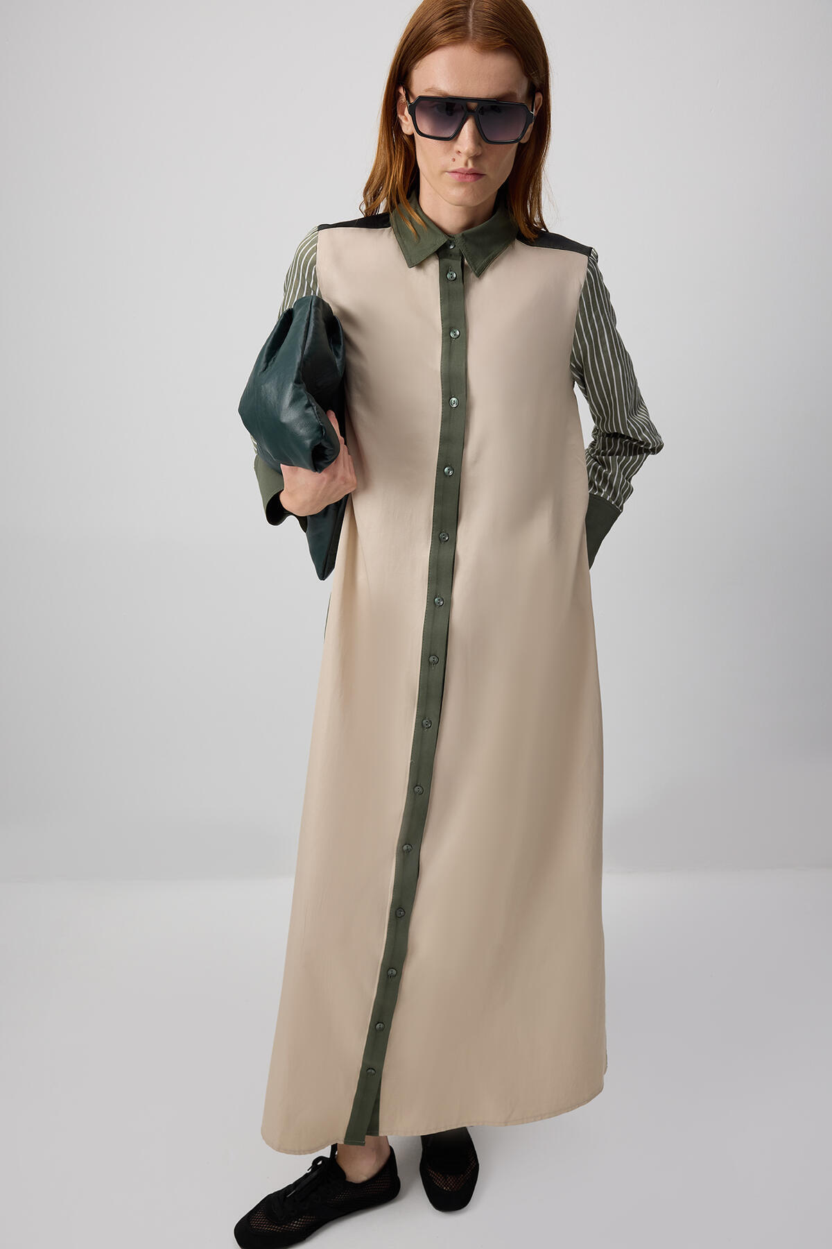 Touche Prive Color Block Shirt Dress