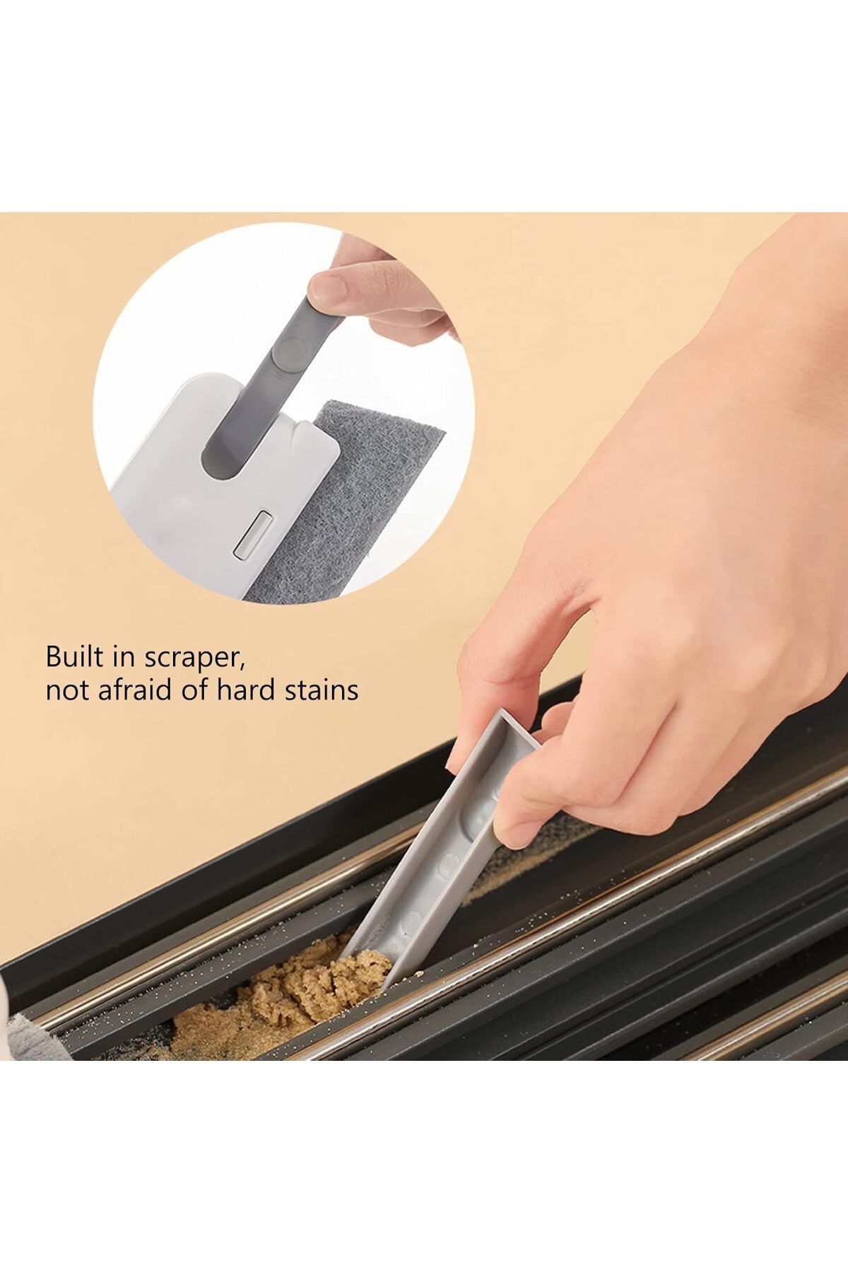 Cozy Nest-3-Pack Window Groove Cleaning Brush Set with Removable Scraper Gap Crevice Cleaner Tool 5