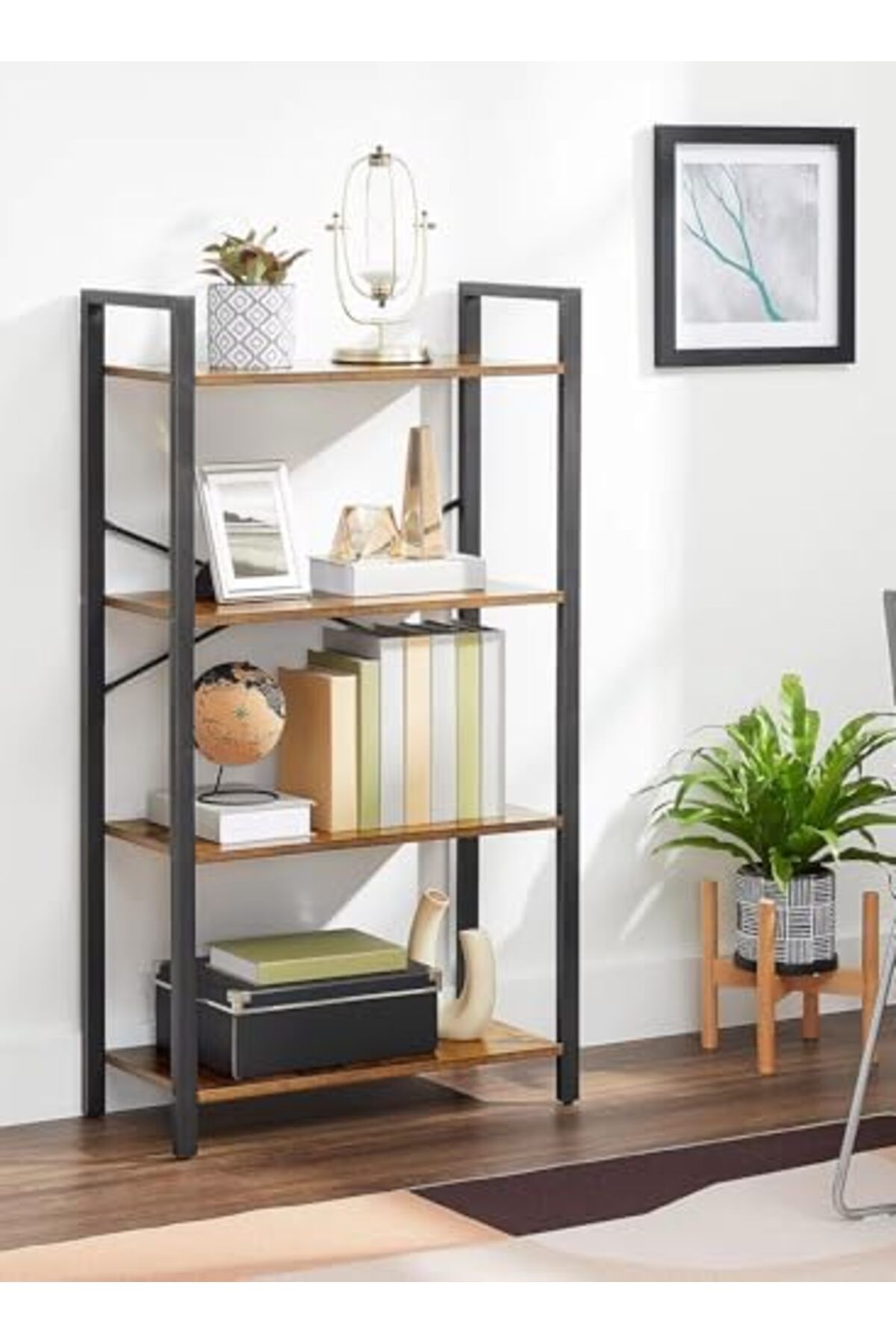 AGD-Multipurpose Storage Cabinet 4 Tier Open Metal Frame, Standing Shelf Unit for Storage and Display, f 7