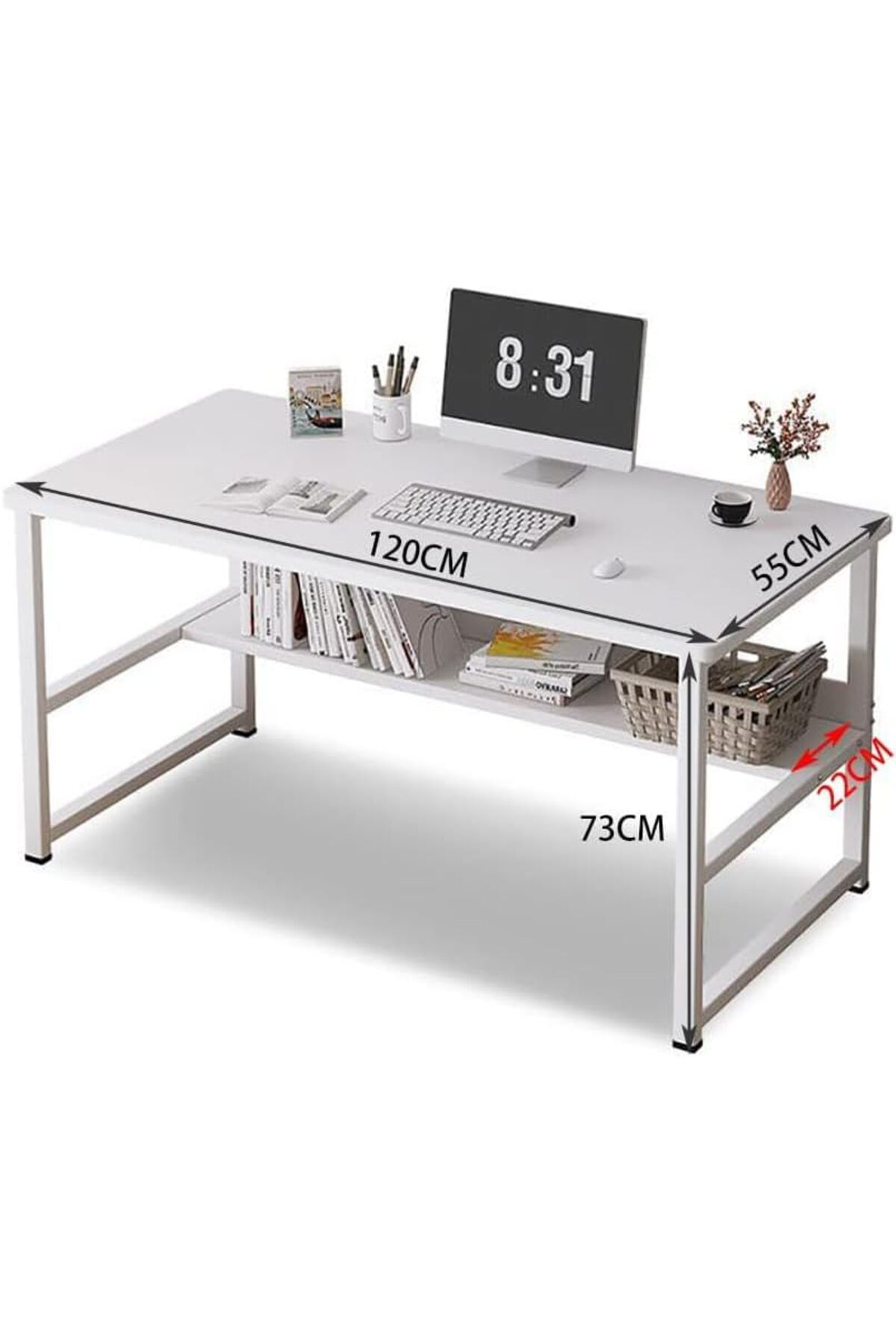 AGD-Modern Multipurpose Writing Desk Study Computer Gaming Desk with Bookshelf Storage Easy Assembly 2