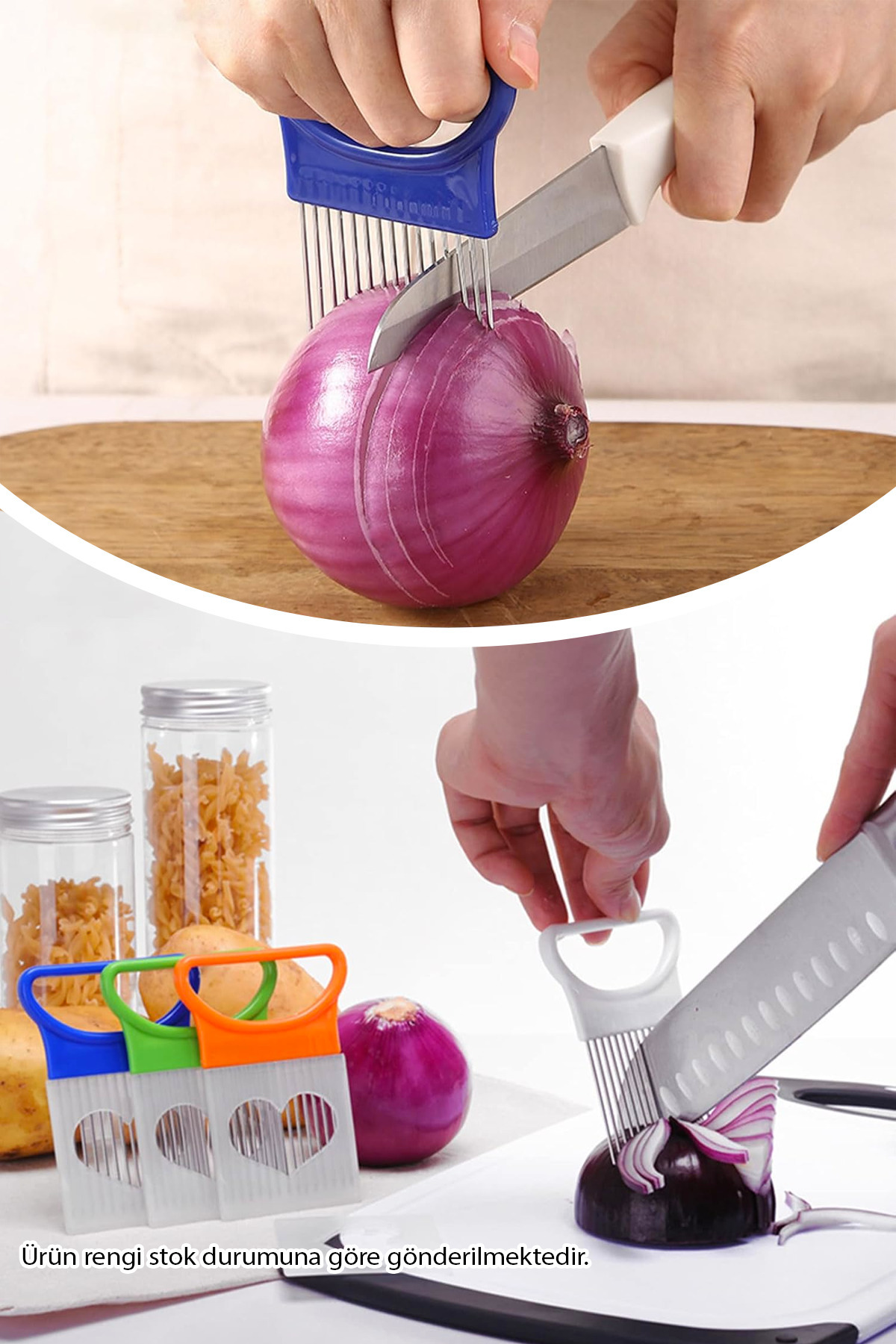 Soillium Sebze Kesimi İçin Plastik Tutucu Dilimleme Aparatı Doğrama Dilimleme Kolaylaştırıcı Bıçak Kılavuzu