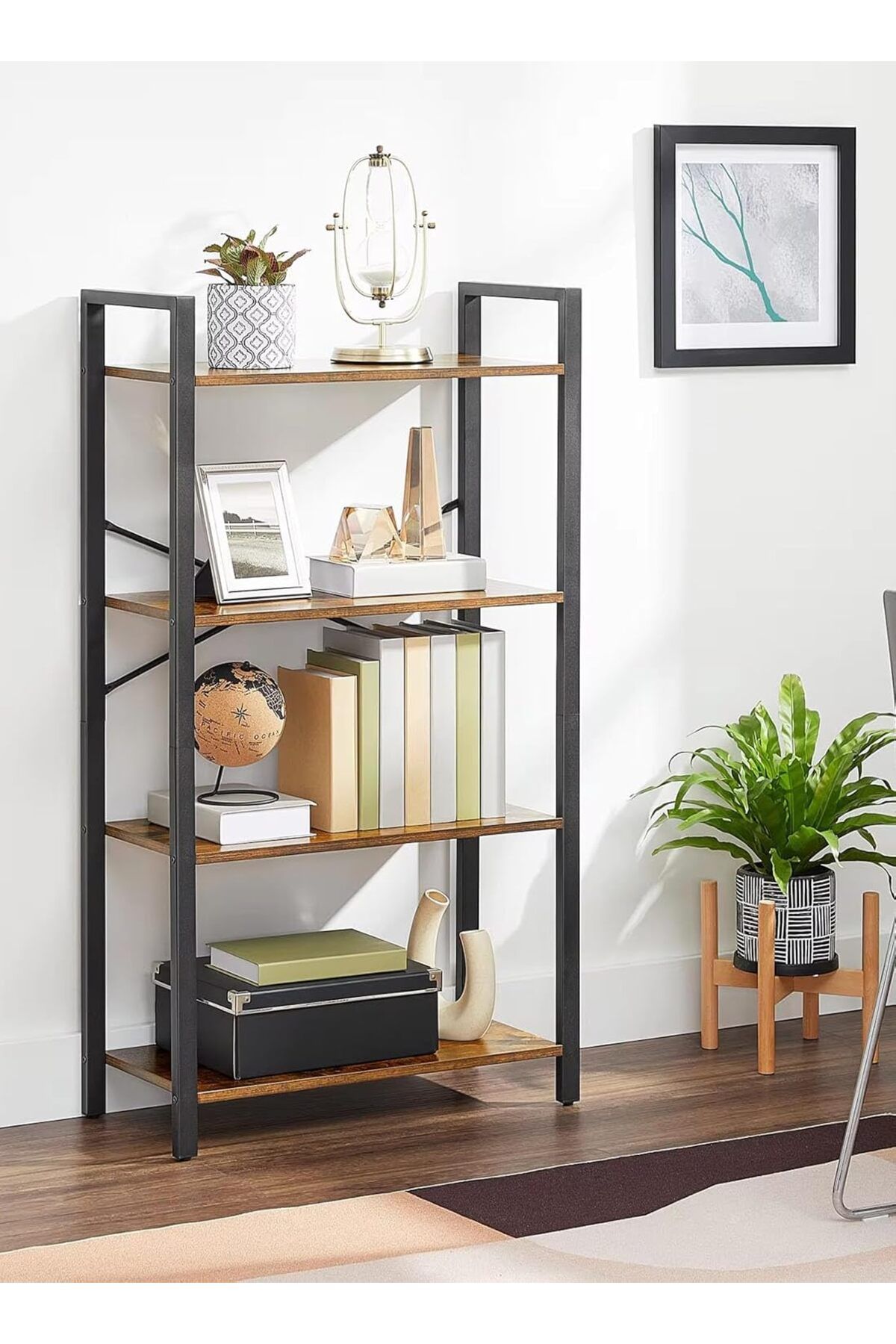 AGD-Multipurpose Storage Cabinet 4 Tier Open Metal Frame, Standing Shelf Unit for Storage and Display, f 6