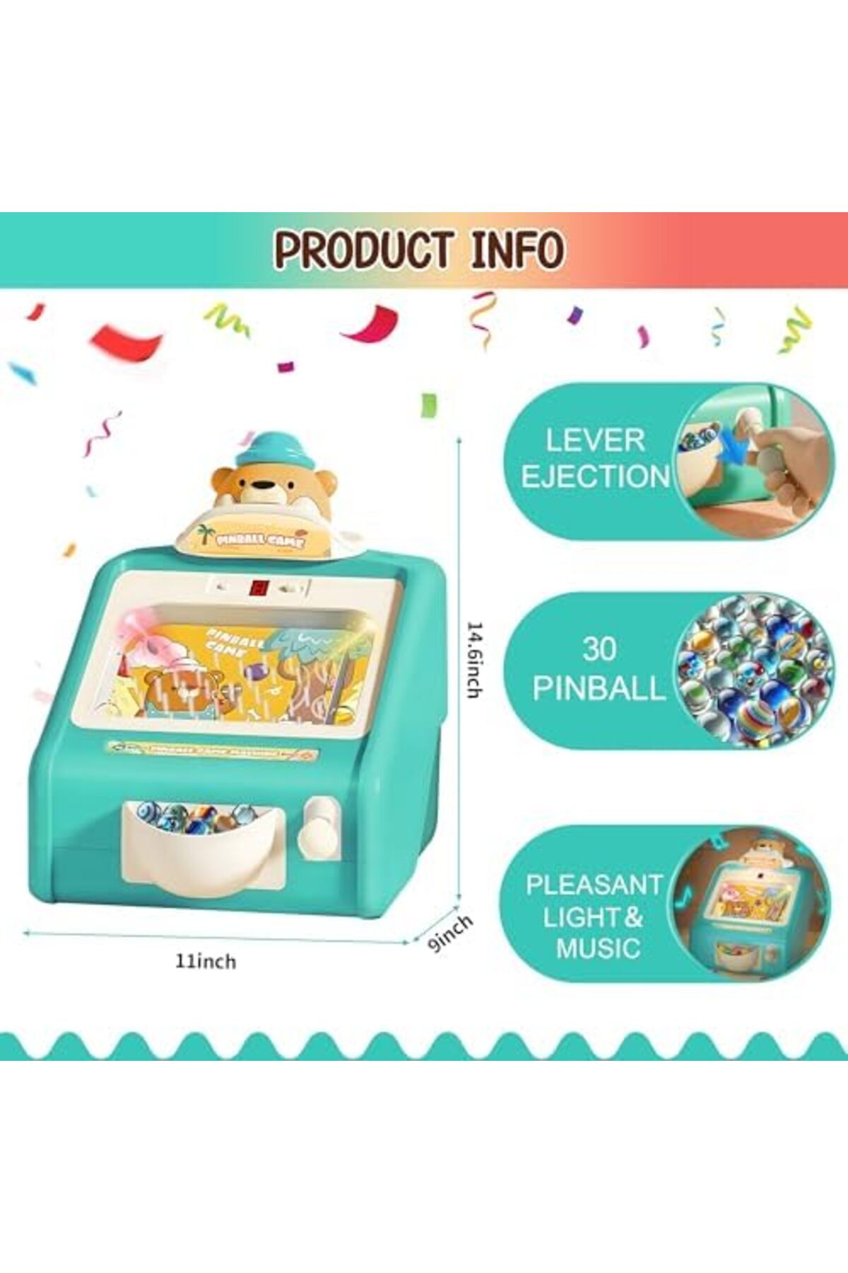 Toybox-Mini Pinball Machine for Kids Electronic Table top Arcade Games for Home with Lights & Music 4