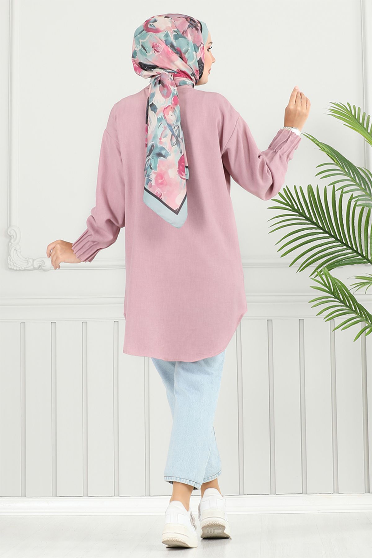 ModaMerve-Μανσέτα πλισέ Sofia Tunik 4033TGE913-M Ανοιχτό Dusty Rose 4