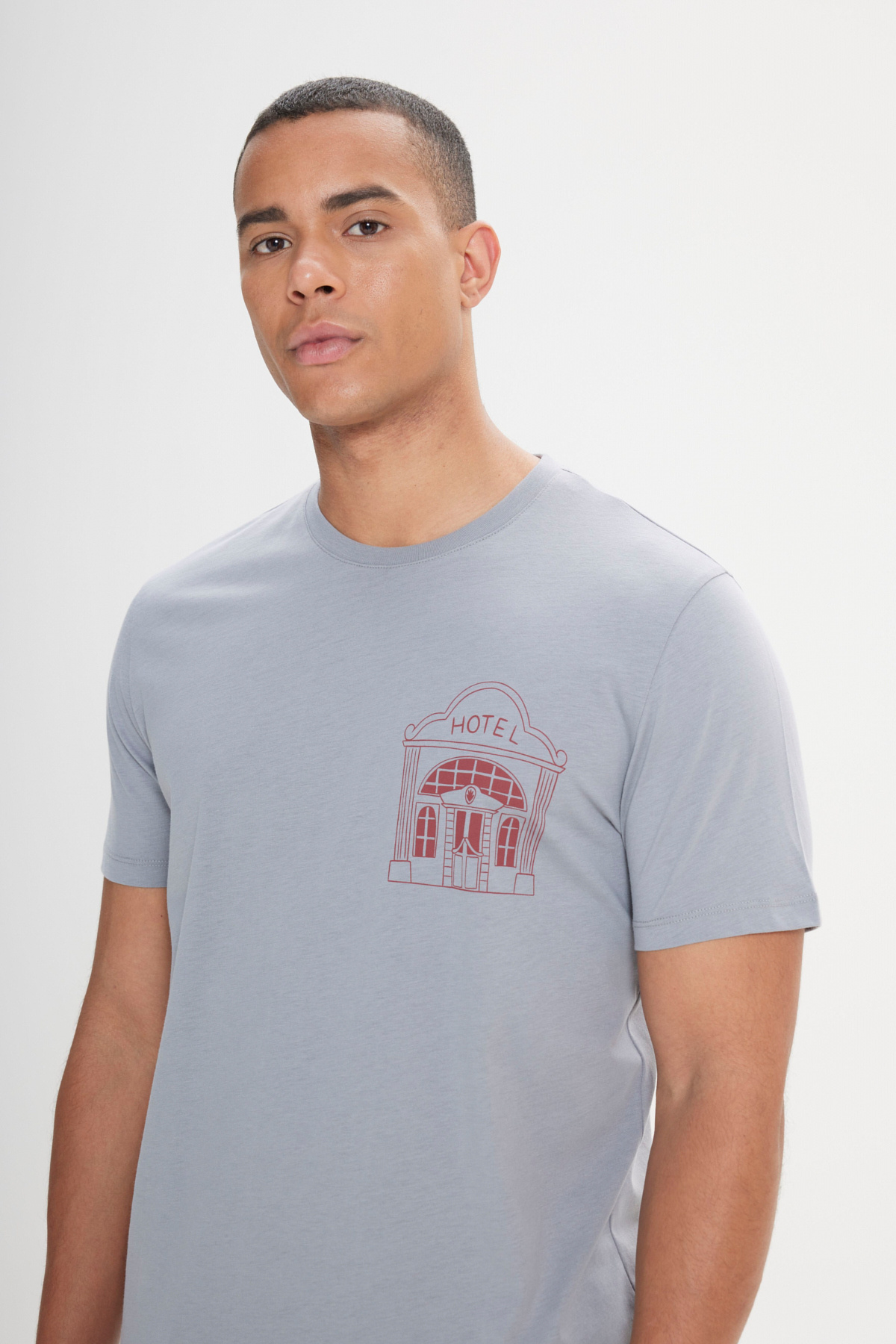 AC&Co / Altınyıldız Classics  Erkek Gri Standart Fit Normal Kesim %100 Pamuk Baskılı Bisiklet Yaka Tişört - Görsel 4