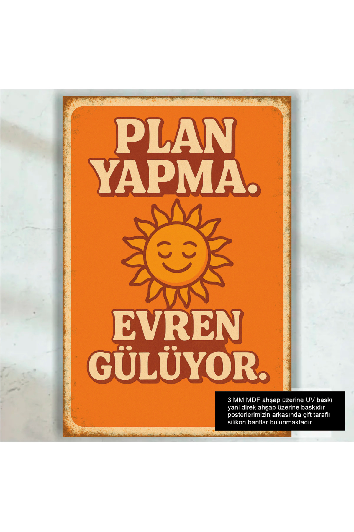 making plans universe laughs funny witty words graffiti retro wood poster painting