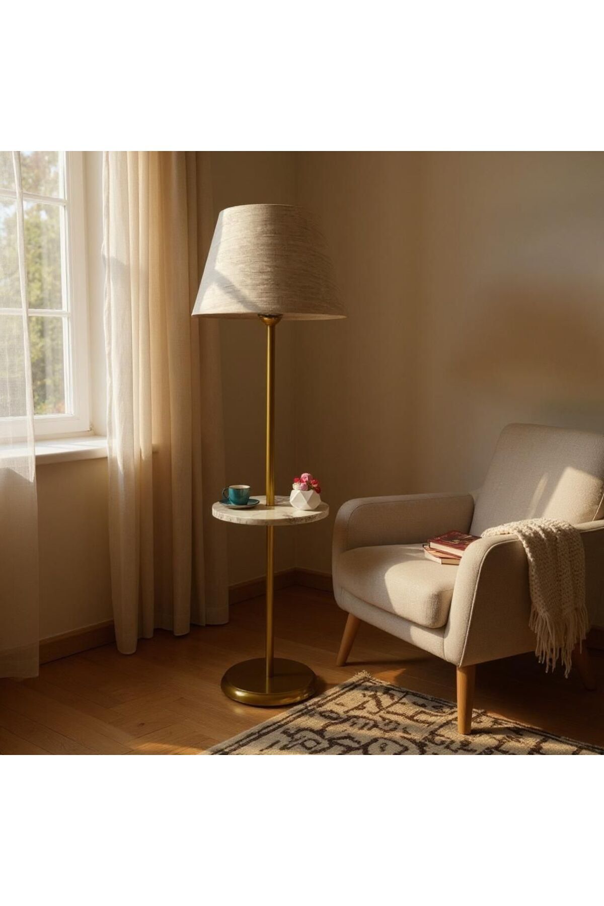 Ömür Avize KOPYA - Retain Modern Tepsili Ayaklı Lambader konık şapka