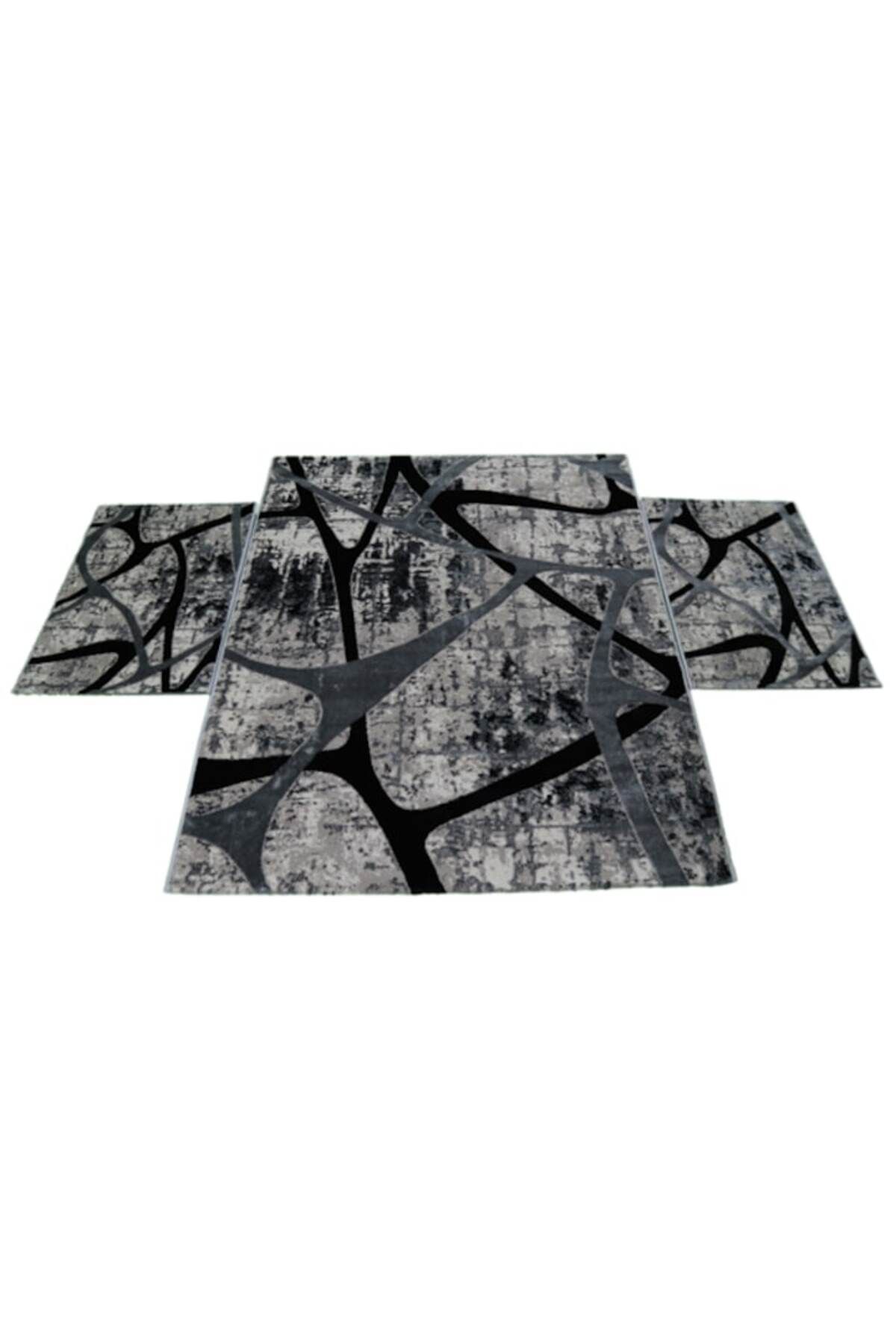 AGORA TEXTİL-Set Covor Victoria 1x140x200cm si 2x60x100cm - 0792 Grey/Black 3