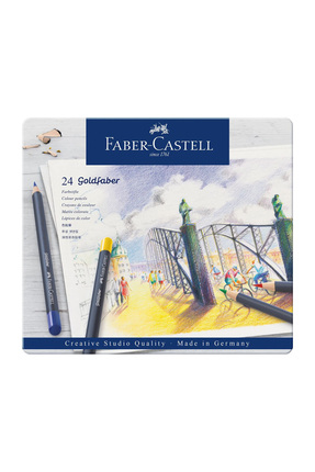 Faber Castell Goldfaber Boya Kalemi 24lü, Parlak ve Canlı Renkler, Metal Kutulu