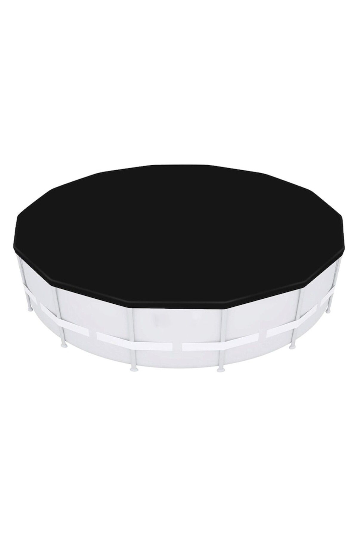 Optim Solution-Cover for Round Pool with Metal Frame, Diameter 427 cm, Drain Holes, Fixing Straps, Black 3