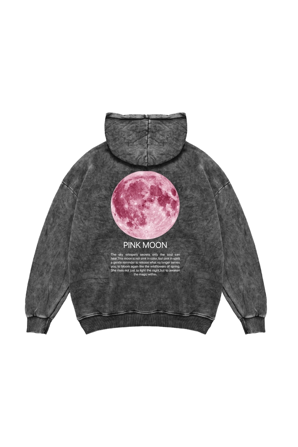 Sekizbiraltı Pink Moon Oversize Unisex Washable Black Hoodie