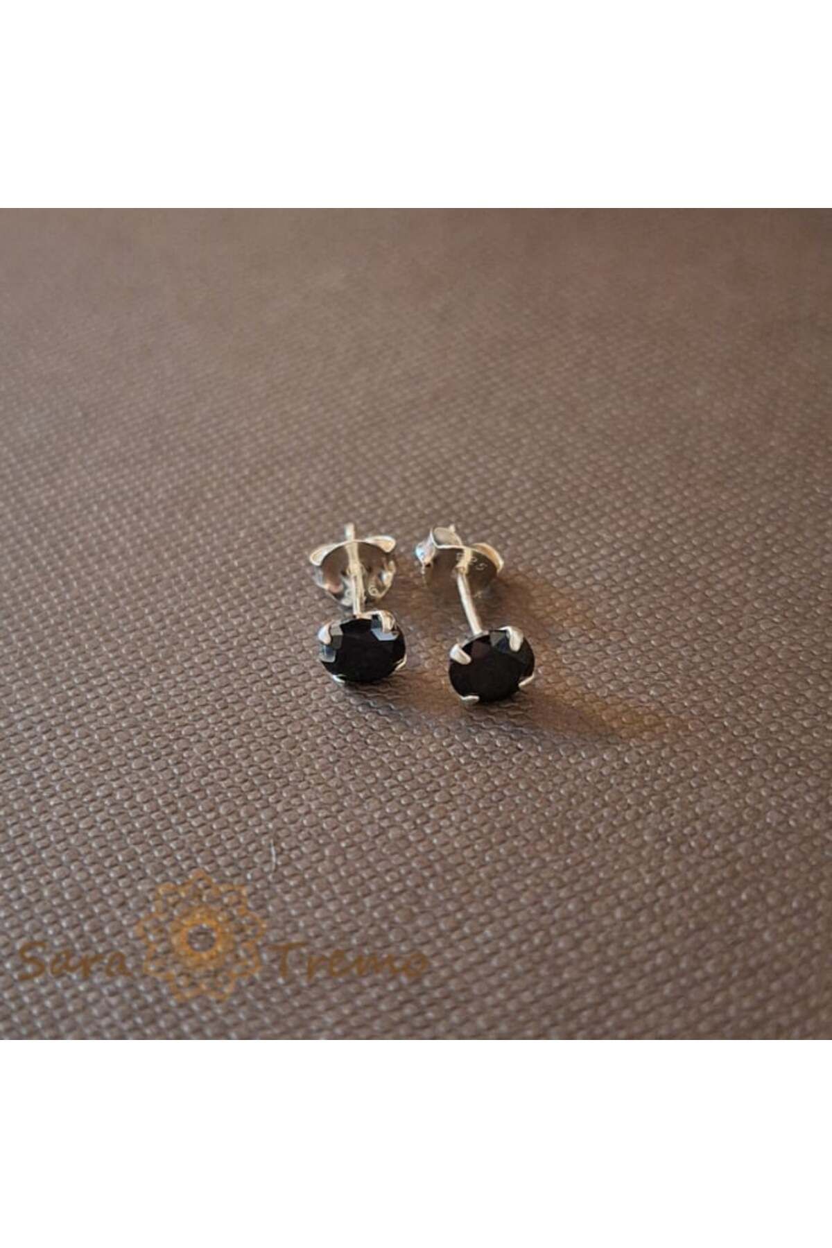saratremo-Cercei unisex din argint 925 cu cristale de zirconiu negru, 5 mm 1