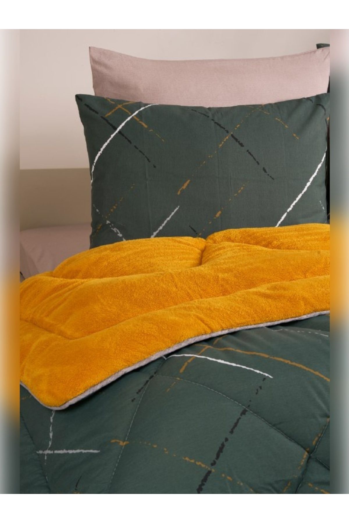 Sudemhome-Double Welsoft Sleeping Set Double Sided Wellsoft Fluffy Fleece Quilt and Battal Fitted Sheet 3