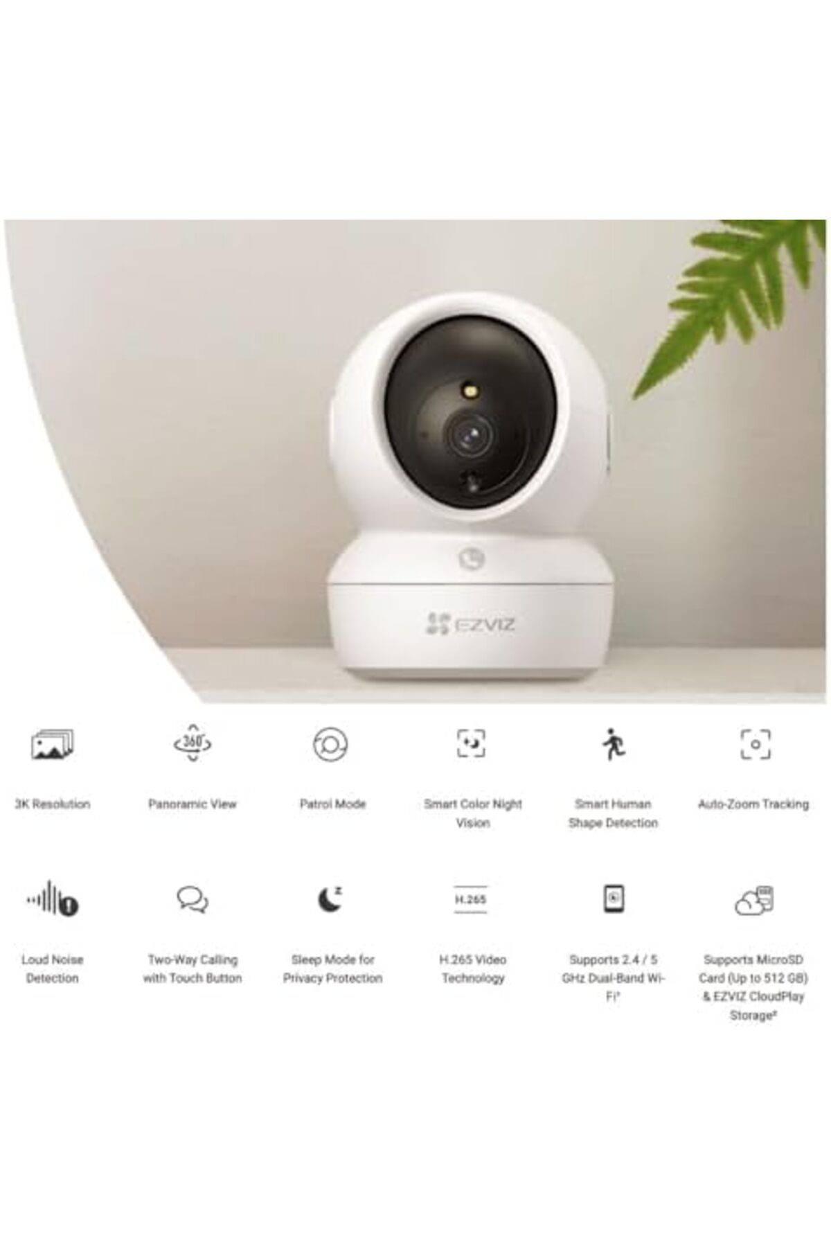 EZVIZ-H6c Pro | WiFi 360 Home Security Camera, Call Button, Smart IR Night Vision, Motion Detection, 2