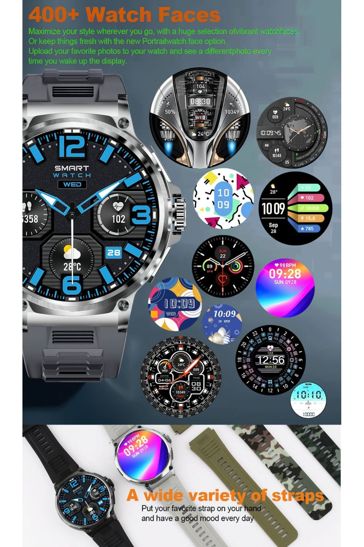 Singlait-SQ69 Smartwatch, voice call, notifications, health monitoring, physical activities – Gray 6