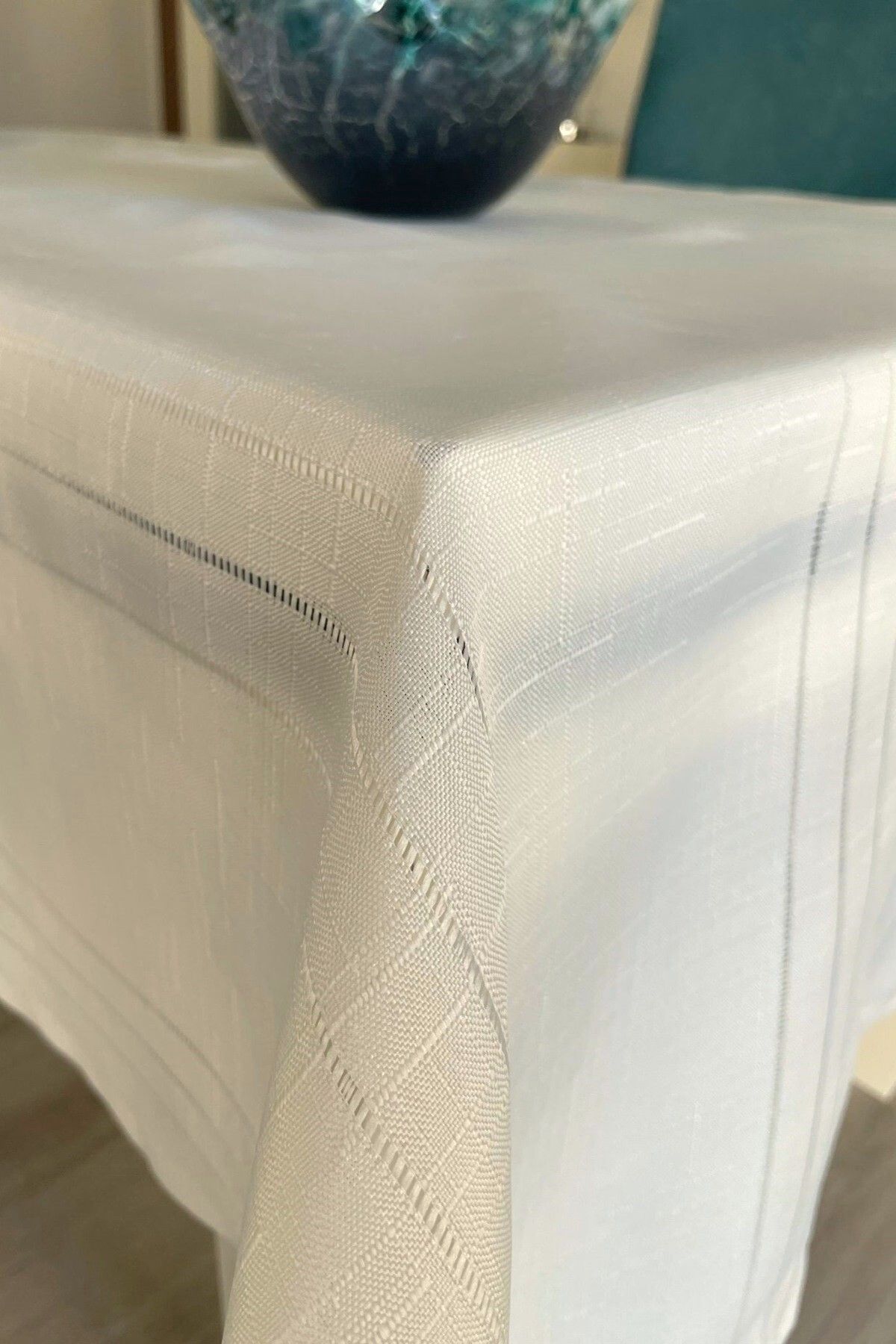 Zeria Home-New Linen Patterned, Worry-Free Stain-Proof Linen Colber Table Cloth 160 X 220 and 140 X 180 6
