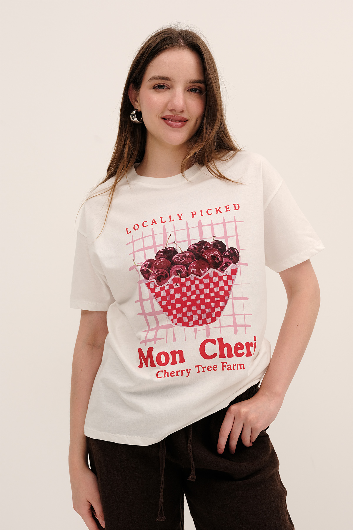 Addax  Kiraz Baskılı T-shirt P10492 - Görsel 5