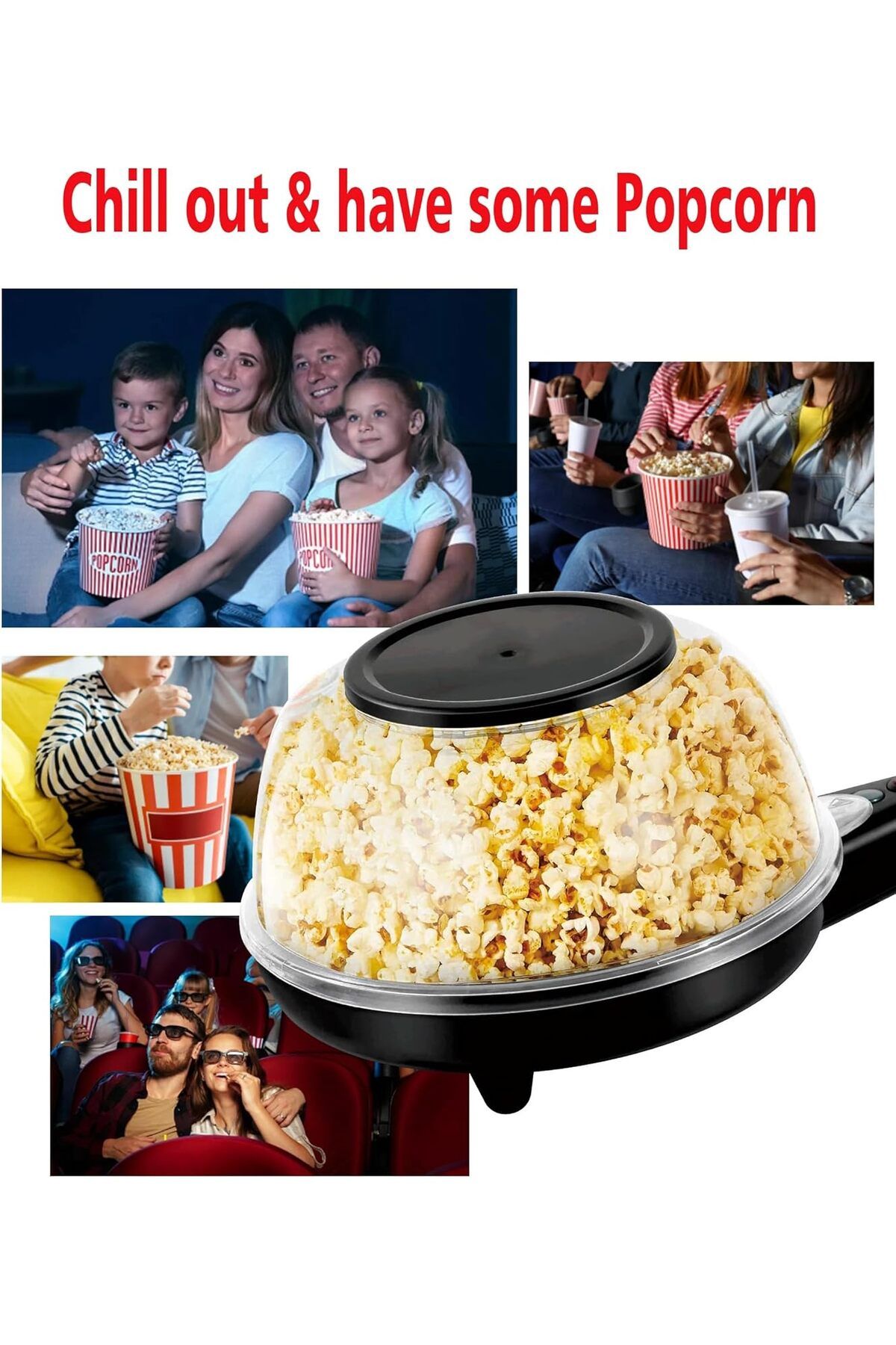 Biki-Electric Popcorn and Crepe Maker – 800W Multi-functional Non-stick Appliance 7