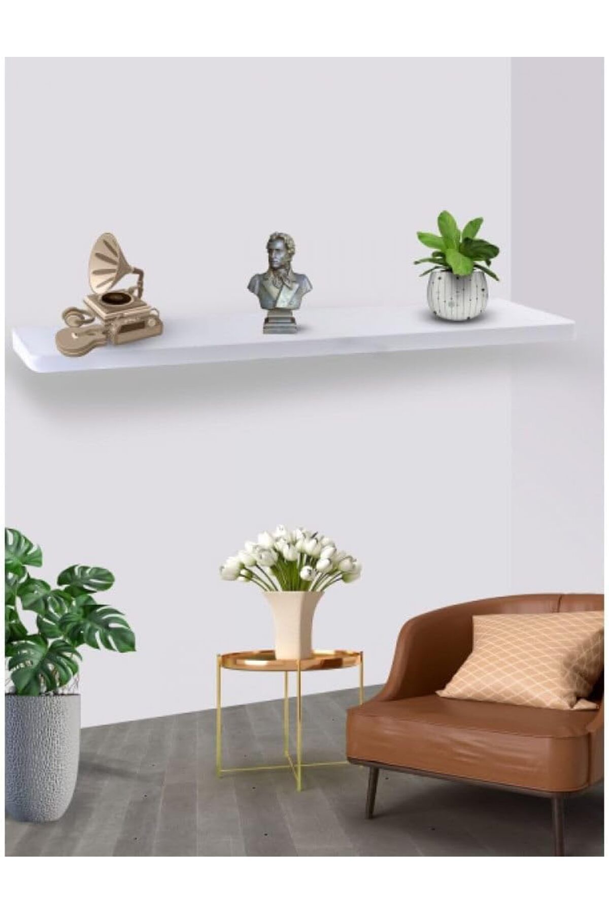 co arma-Rectangular wooden shelf with wall hanging, modern design, easy to disassemble and assemble, and highly durable, 120 cm 3