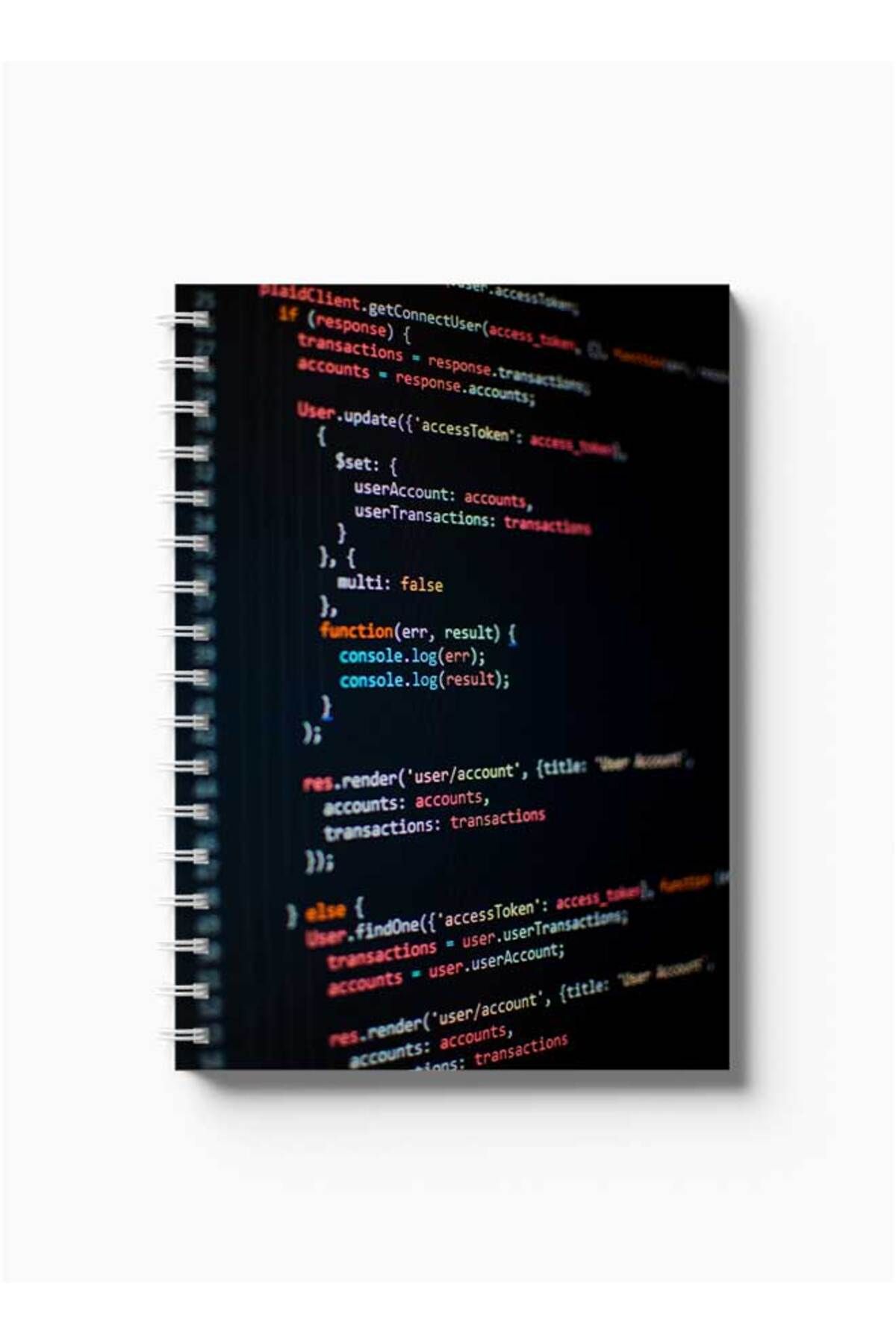 LOWHA-Spiral Notebook with Front and Back Hard Covers Featuring Coding Design 5