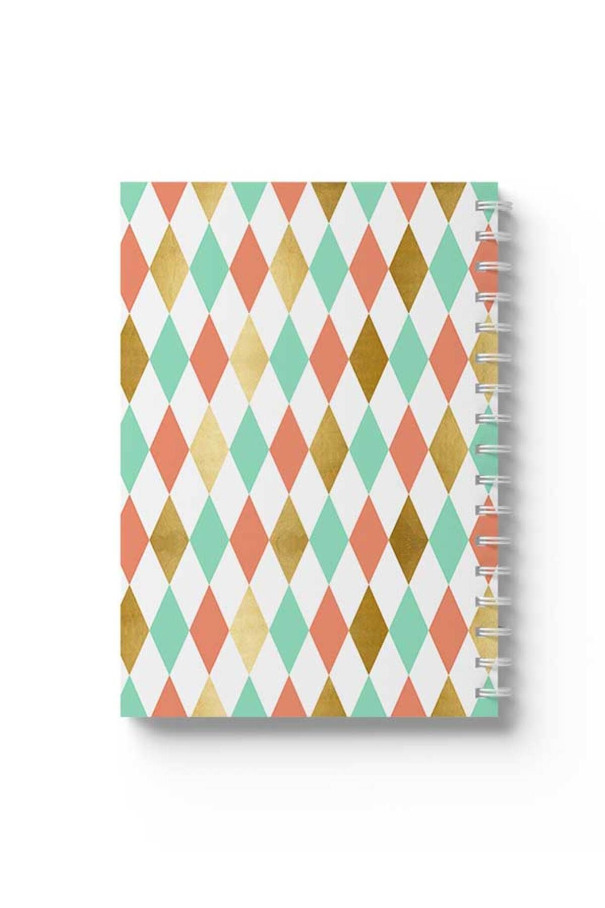 LOWHA-Spiral Notebook with Front and Back Hard Covers Featuring Colourful Shapes Design 1