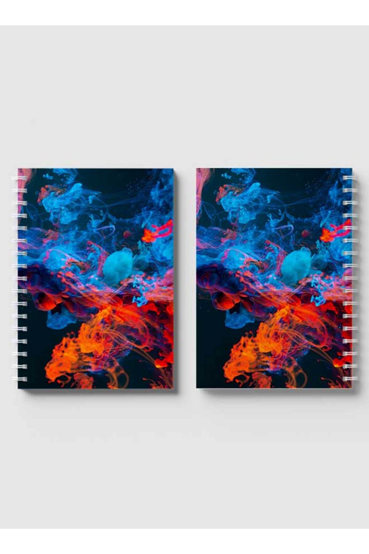 LOWHA-Spiral Notebook with Front and Back Hard Covers Featuring Abstract Colored Smokes Design 4