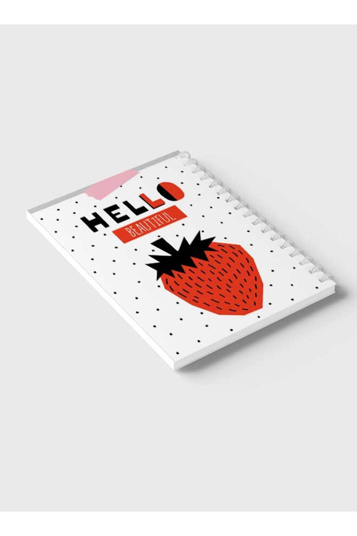 LOWHA-Spiral Notebook with Front and Back Hard Covers Featuring Hello Beautiful Strawberry Design 6