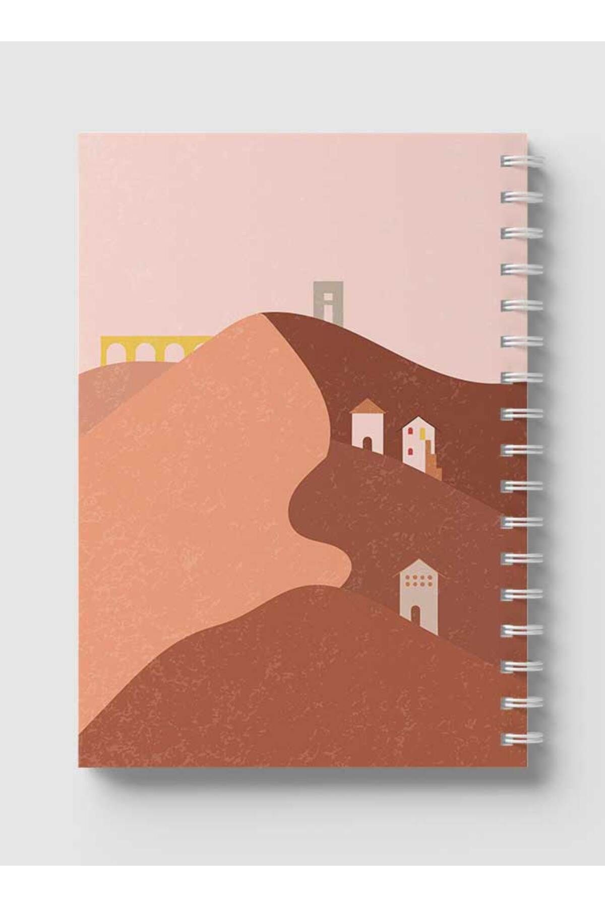 LOWHA-Spiral Notebook with Front and Back Hard Covers Featuring Minimalist Dune Design 5