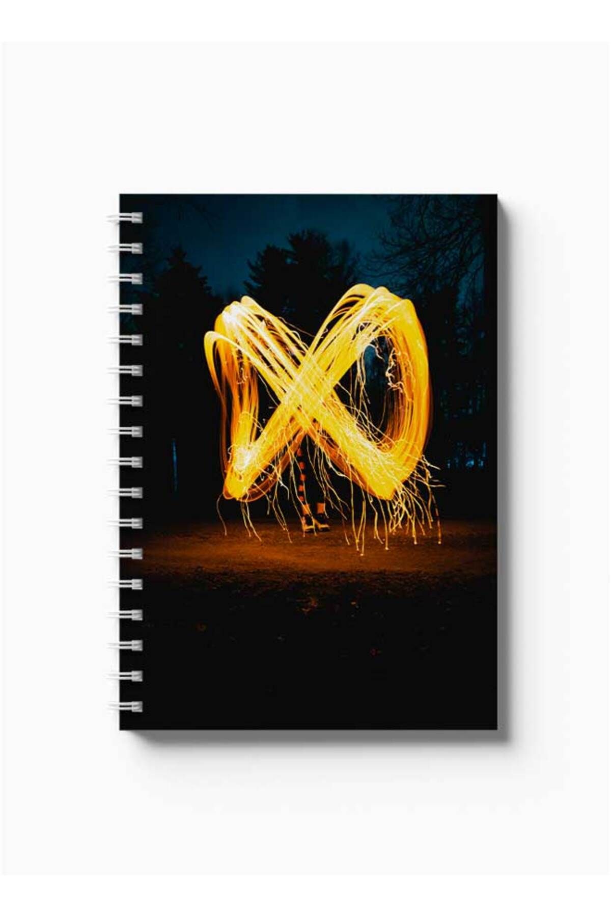 LOWHA-Spiral Notebook with Front and Back Hard Covers Featuring FireWorks Design 5