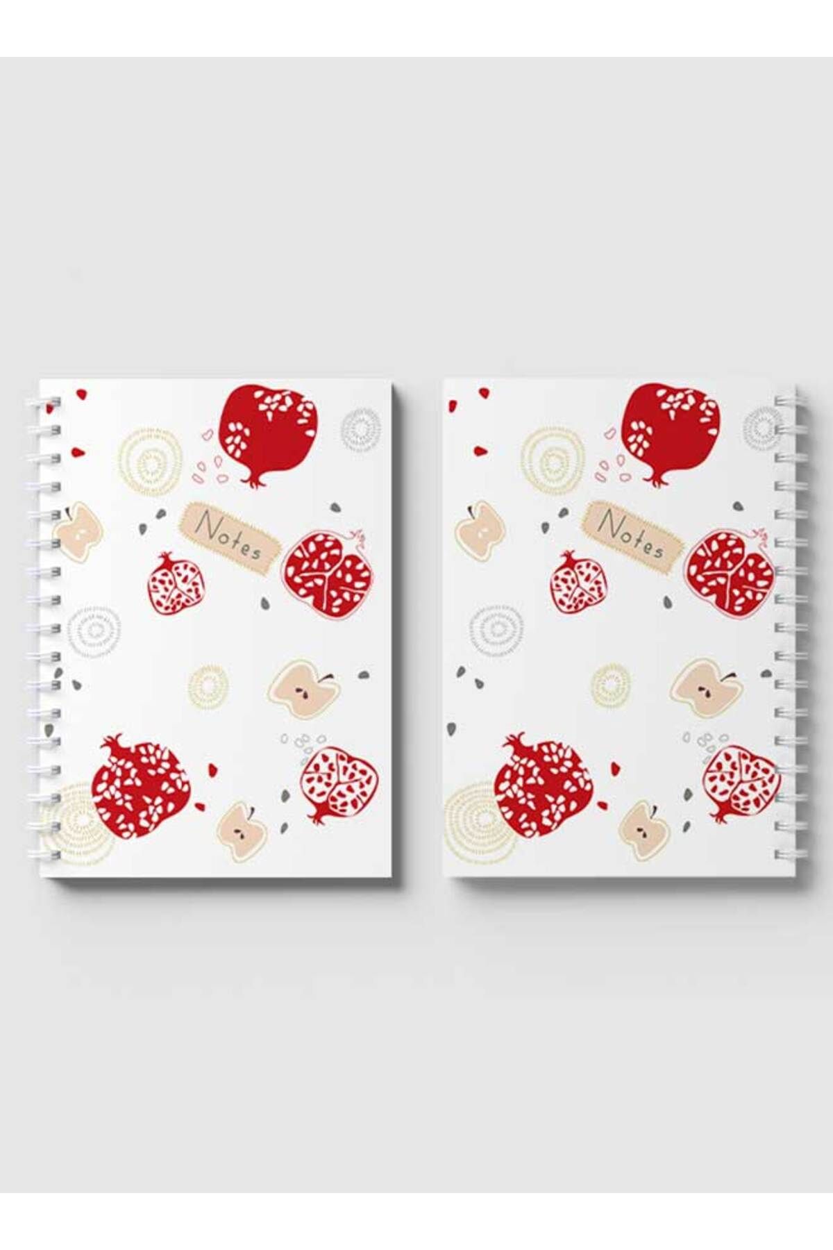 LOWHA-Spiral Notebook with Front and Back Hard Covers Featuring Apple & Pomegranate Design 4