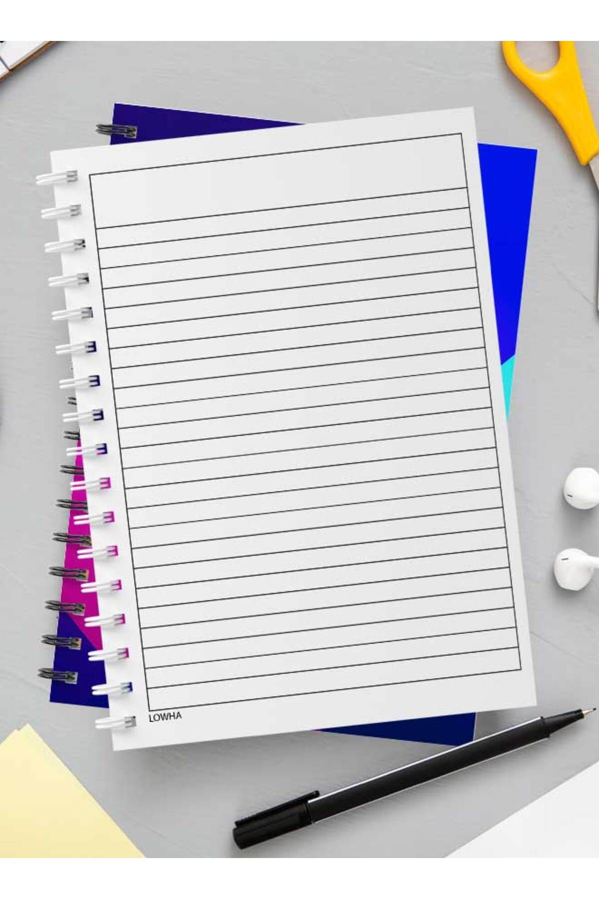 LOWHA-Spiral Notebook with Front and Back Hard Covers Featuring Gradient Design 3
