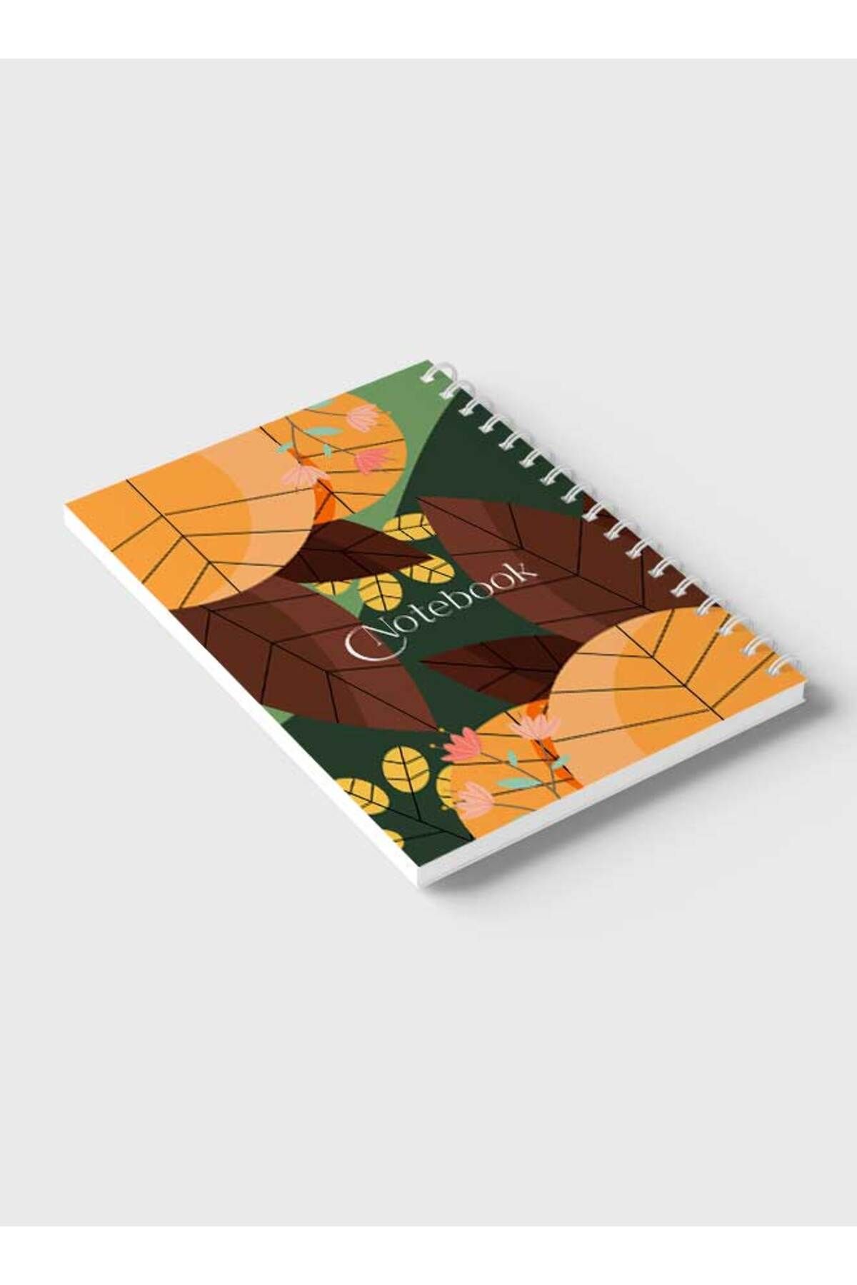 LOWHA-Spiral Notebook with Front and Back Hard Covers Featuring Classical Theme Leaves Design 6