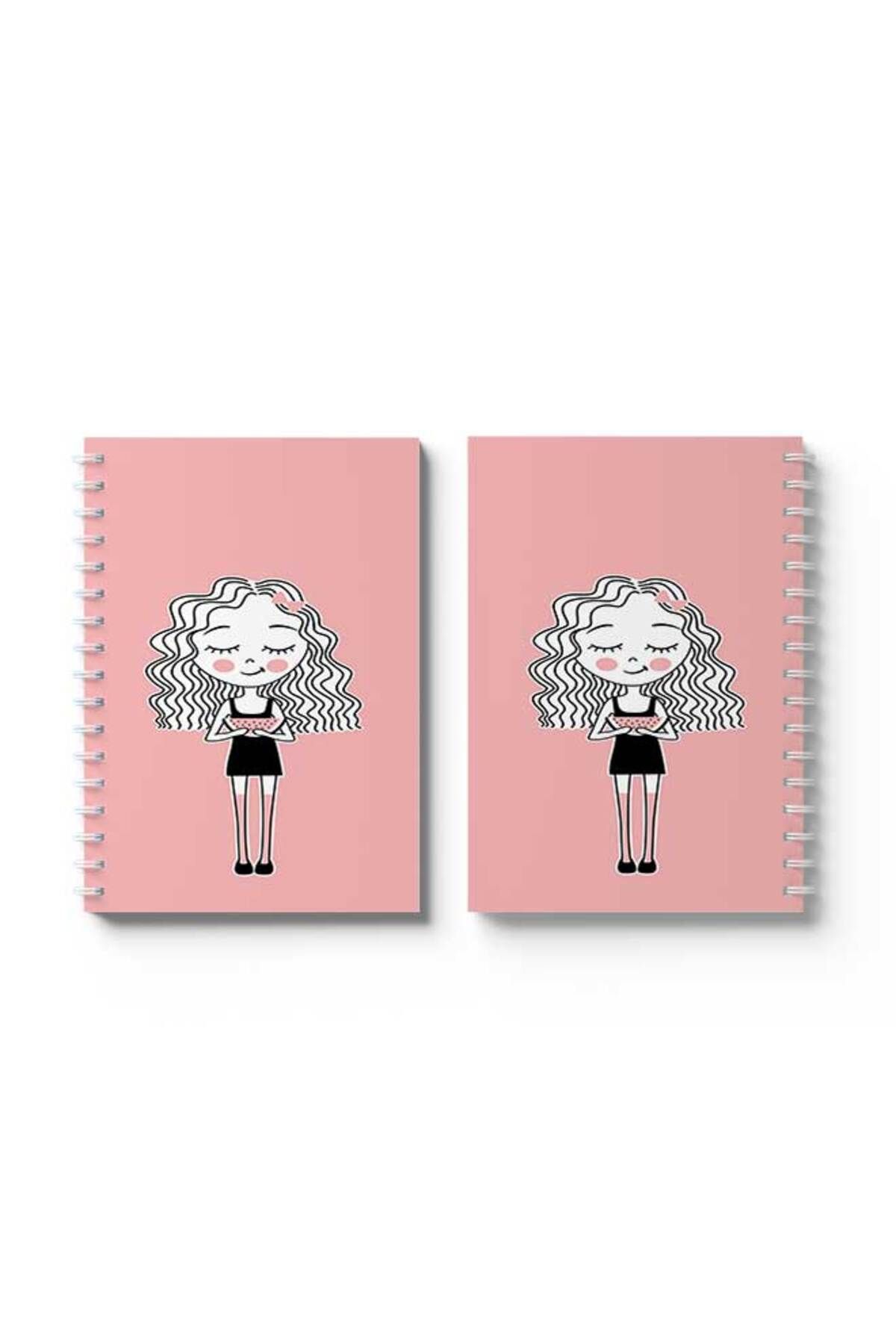 LOWHA-Spiral Notebook with Front and Back Hard Covers Featuring Girl with Wtermelon Design 4