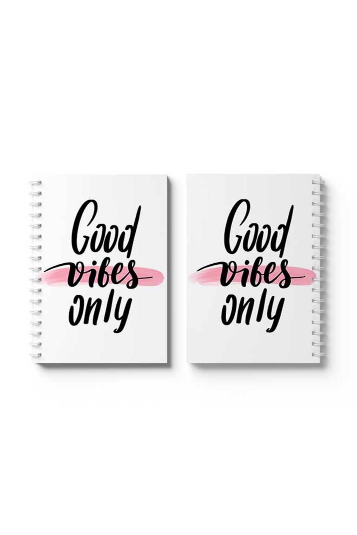 LOWHA-Spiral Notebook with Front and Back Hard Covers Featuring Good Vibes Only Design 4