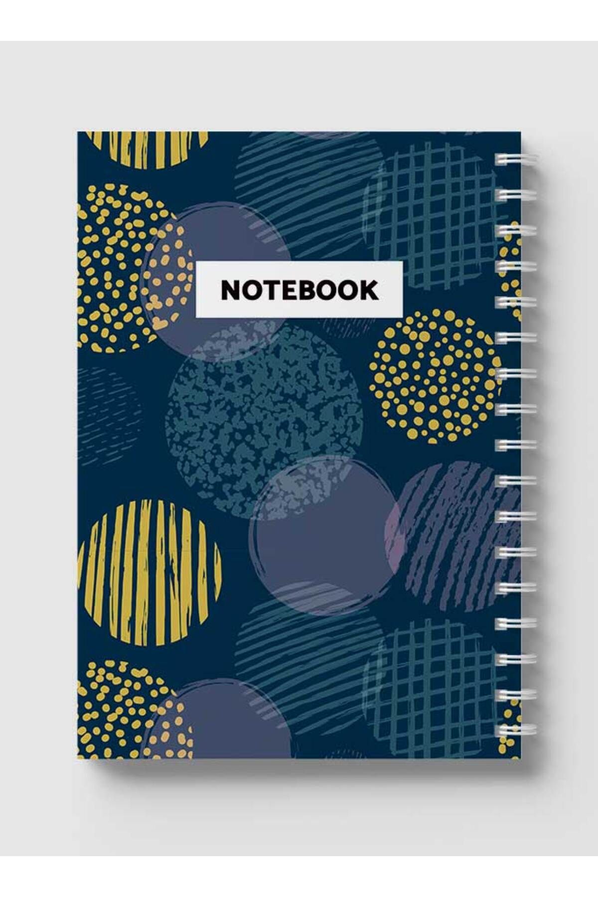 LOWHA-Spiral Notebook with Front and Back Hard Covers Featuring Cover with Circles- Design 5
